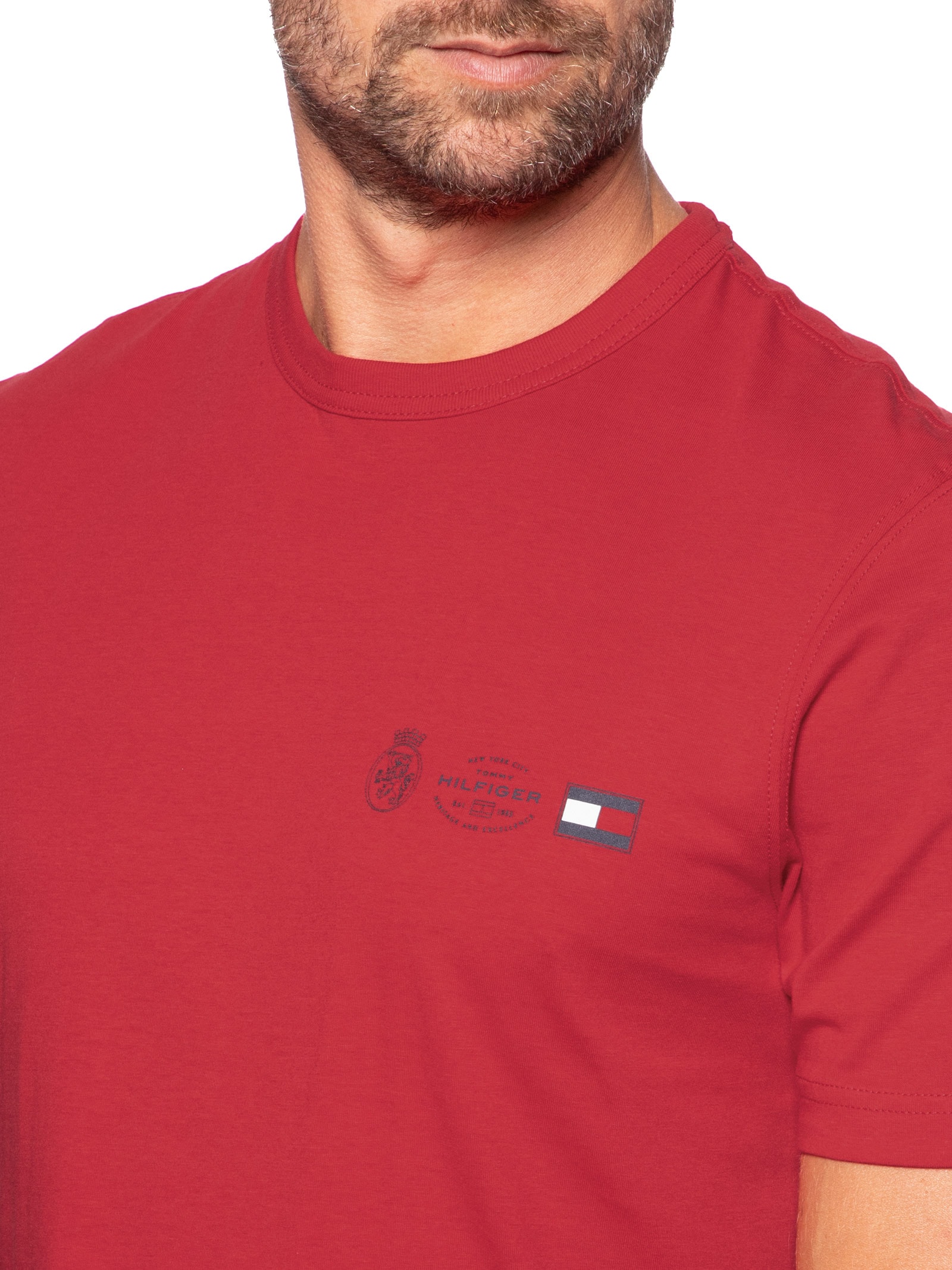 Camiseta Masculina Regular Fit Crest Out Vermelho Tommy Hilfiger