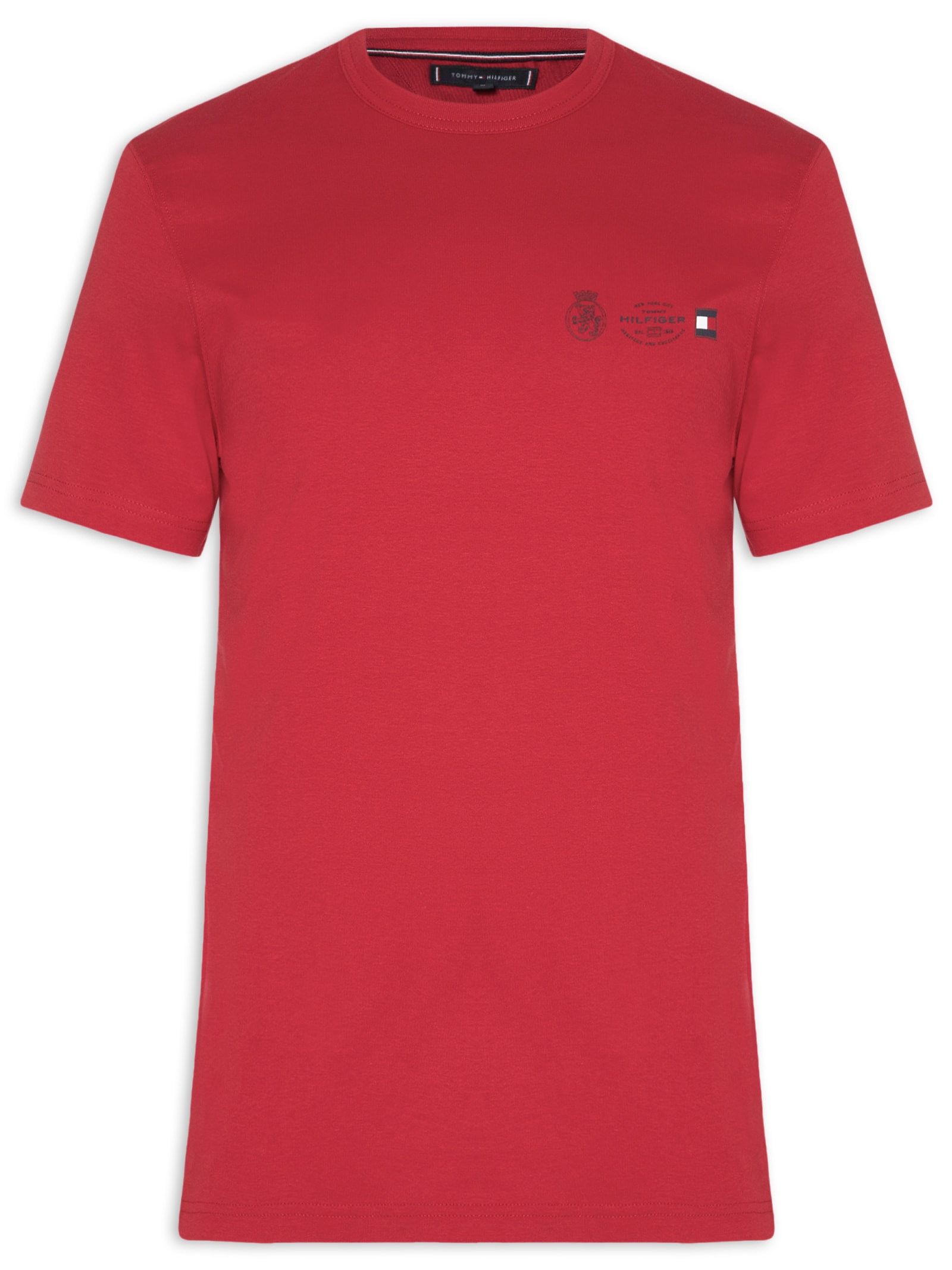 Camiseta Masculina Regular Fit Crest Out Vermelho Tommy Hilfiger