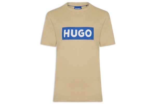 Camiseta Masculina Regular-Fit Crew Neck Blue Logo - Bege