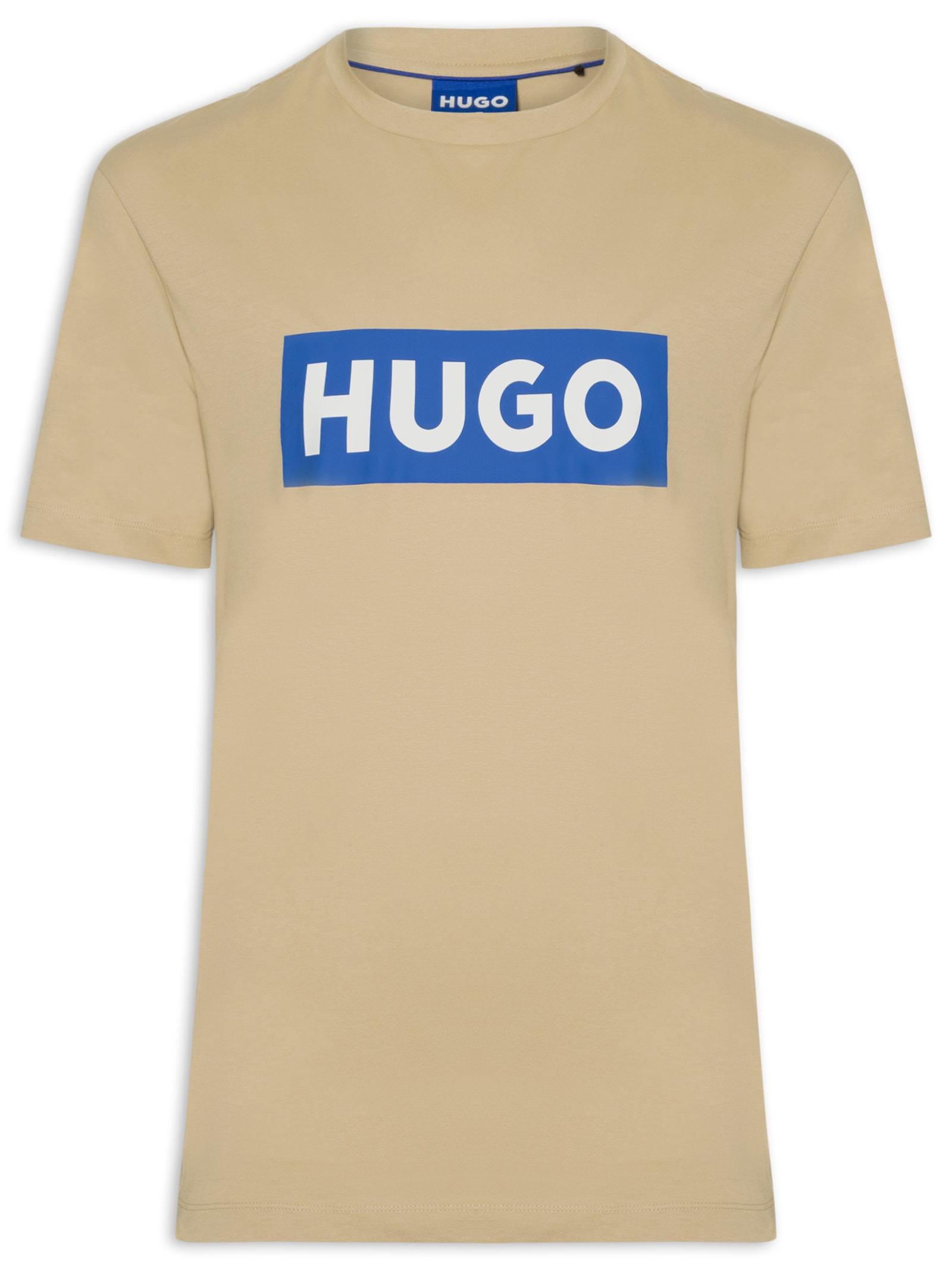 Camiseta Masculina Regular-Fit Crew Neck Blue Logo Bege Hugo