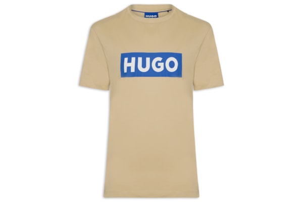 Camiseta Masculina Regular-Fit Crew Neck Blue Logo - Bege