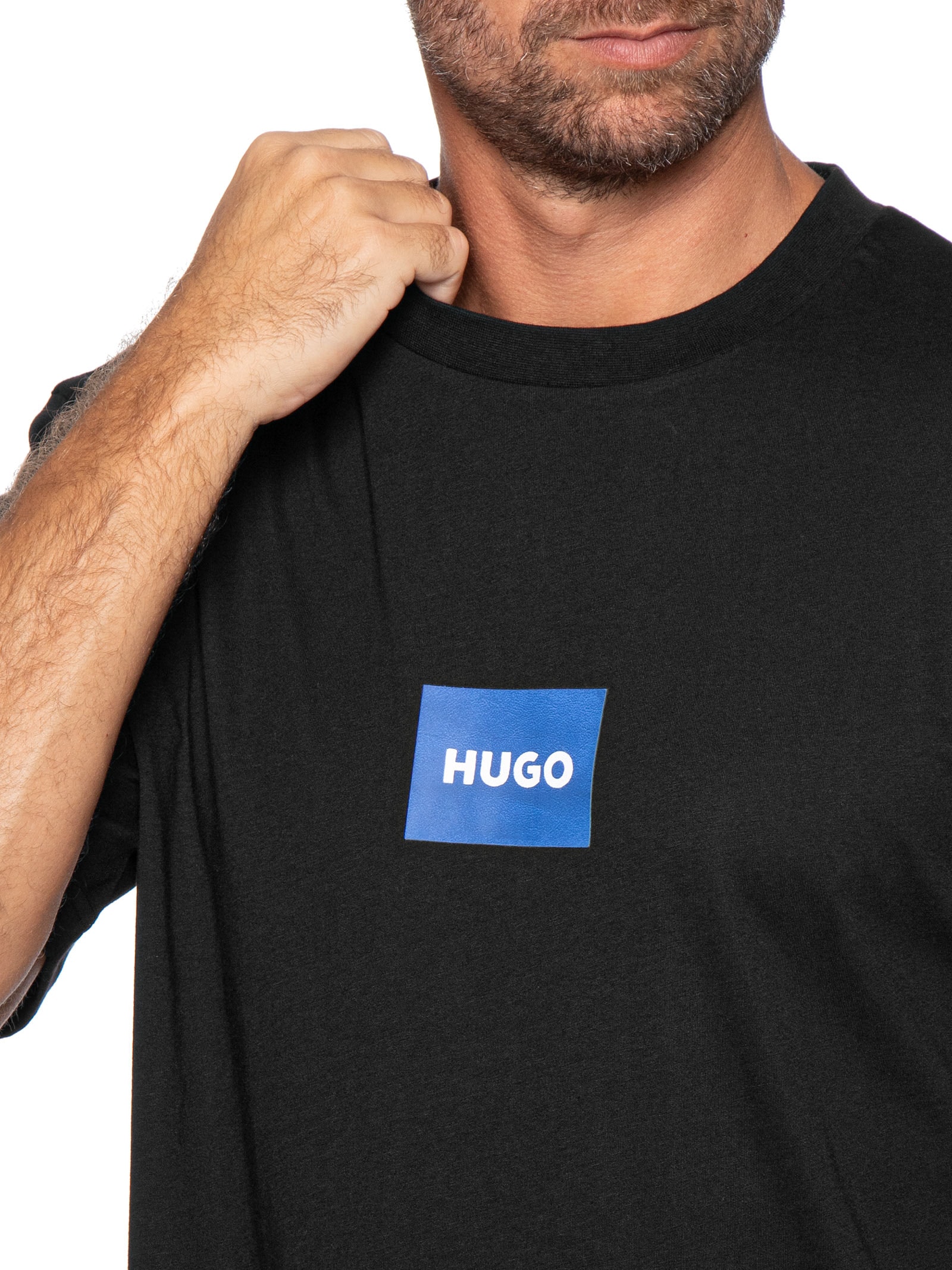 Camiseta Masculina Regular Fit Crew Neck Nayonix Preto Hugo