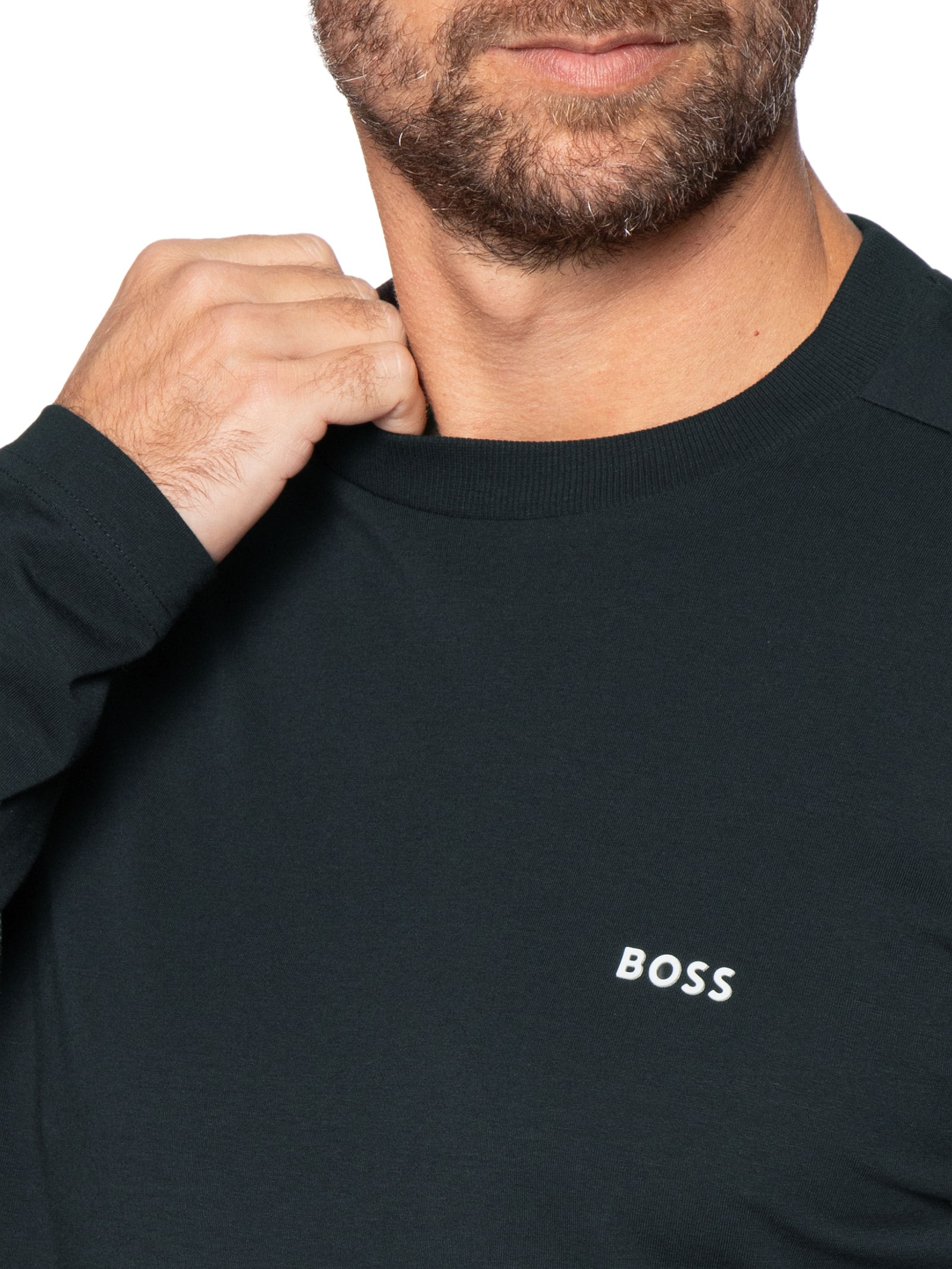 Camiseta Masculina Regular-Fit Crew Neck Tee Long Azul Boss