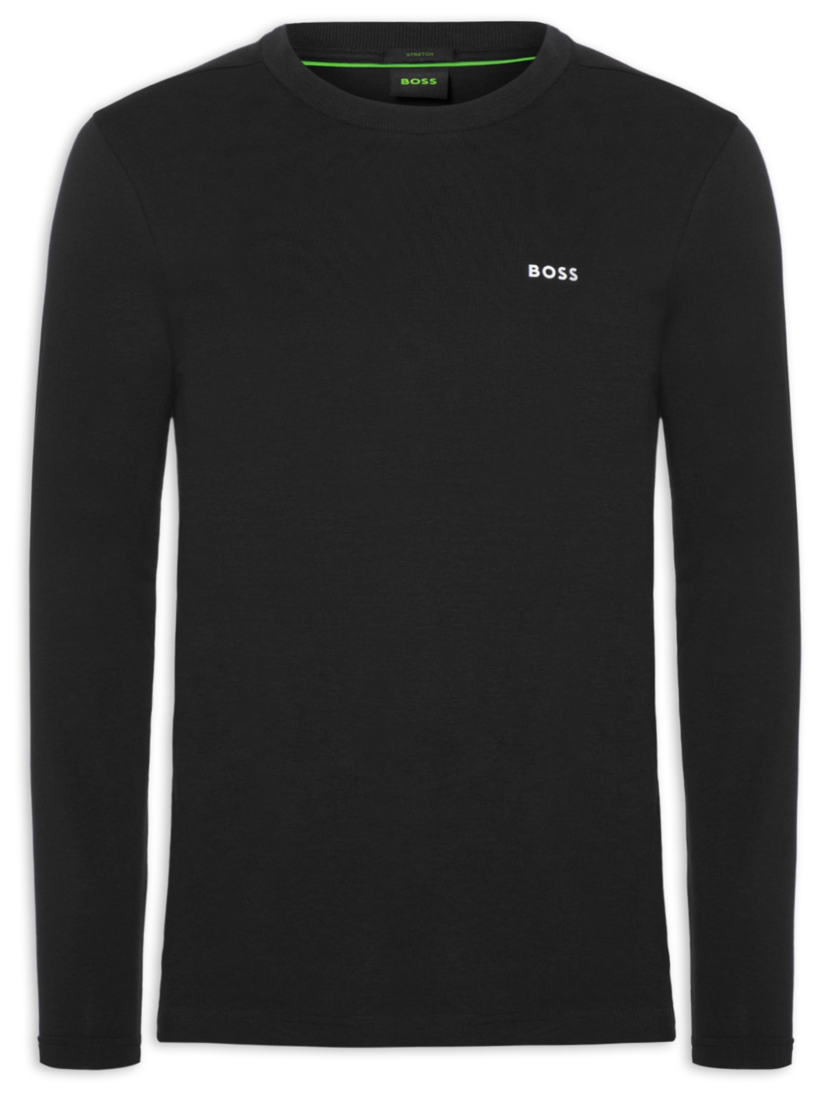 Camiseta Masculina Regular-Fit Crew Neck Tee Long Preto Boss