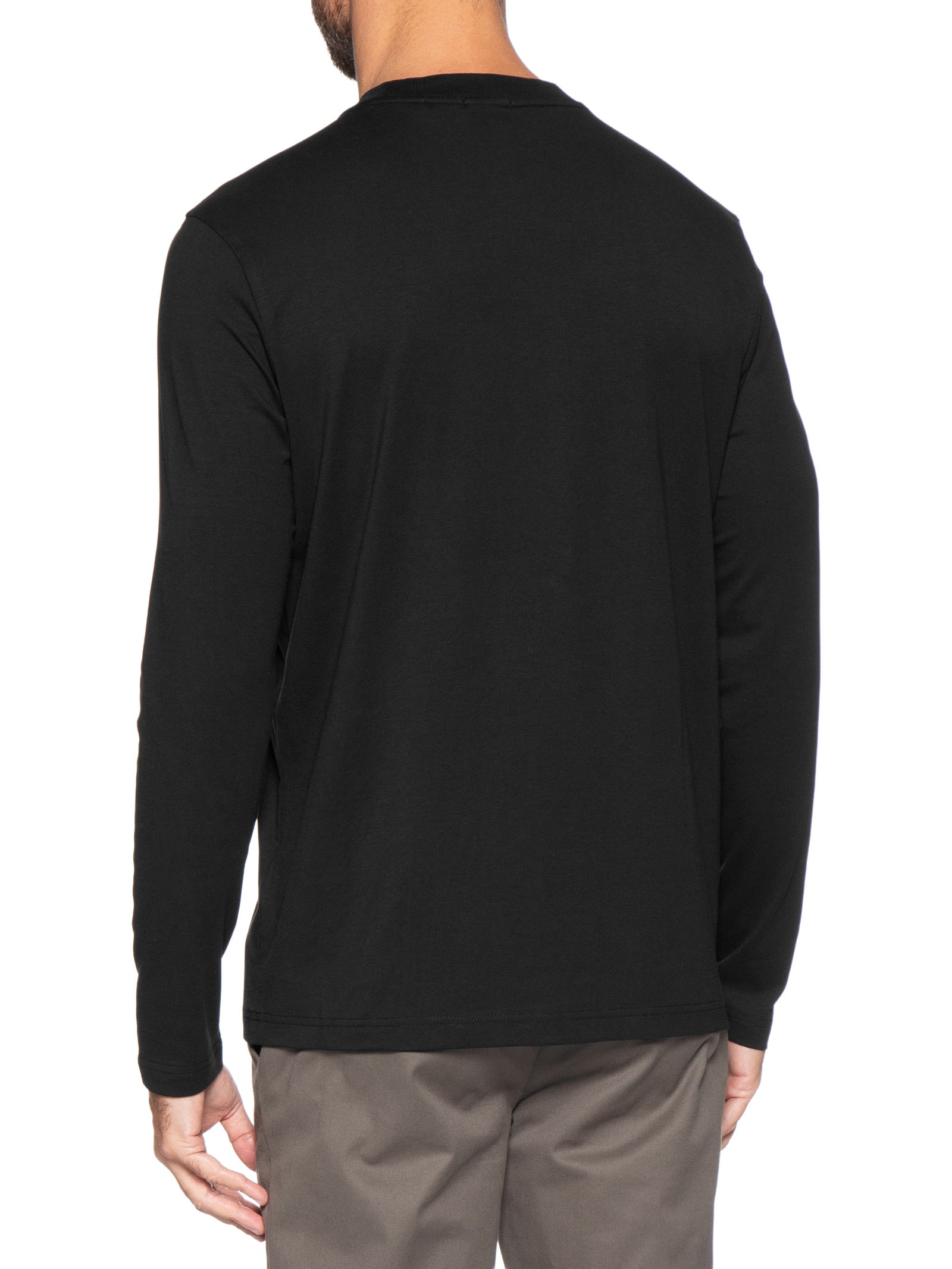 Camiseta Masculina Regular-Fit Crew Neck Tee Long Preto Boss