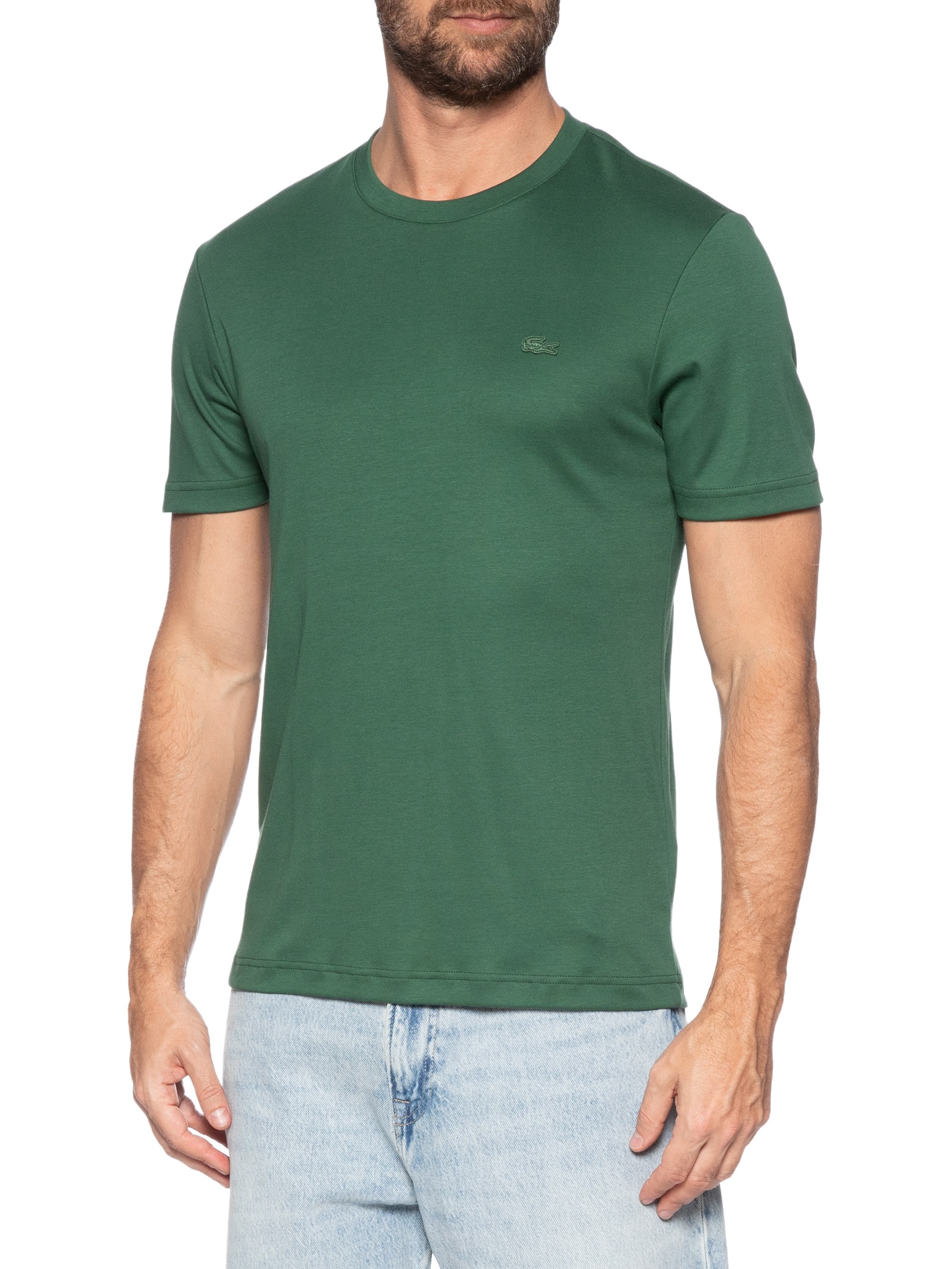 Camiseta Masculina Regular Fit Croco Monocromático Verde Lacoste
