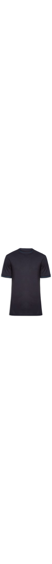 Camiseta Masculina Regular Fit Detalhe Gola - Azul