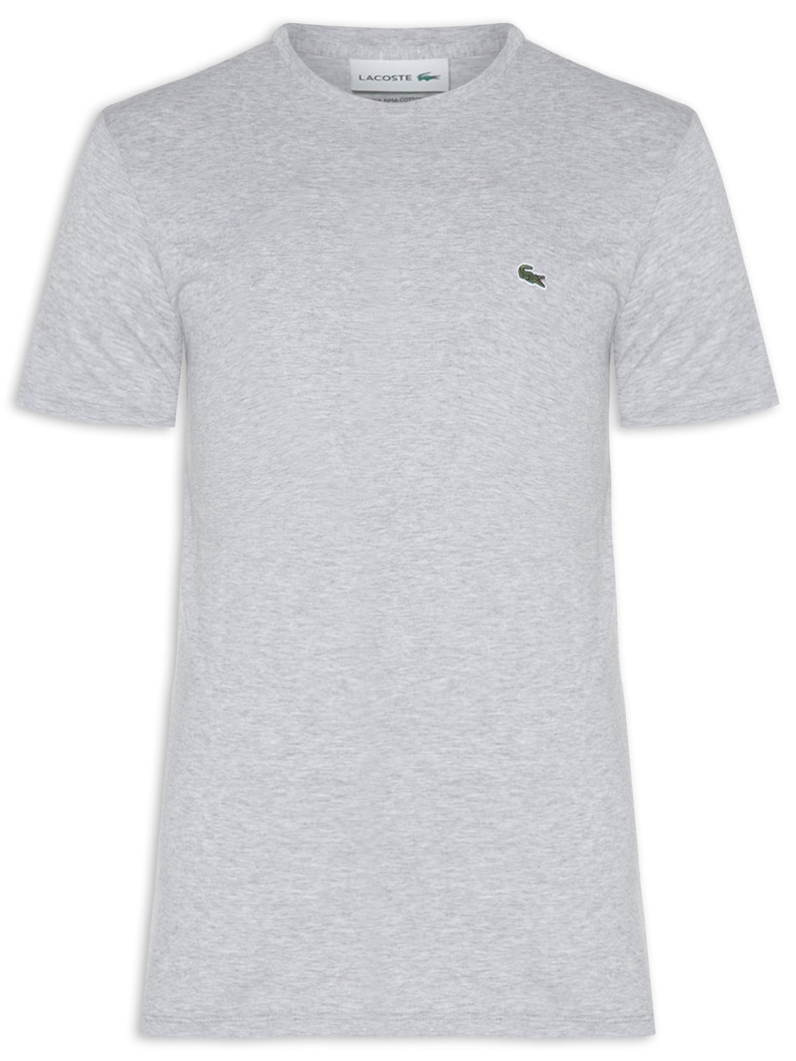 Camiseta Masculina Regular Fit Em Algodão Pima Cinza Lacoste