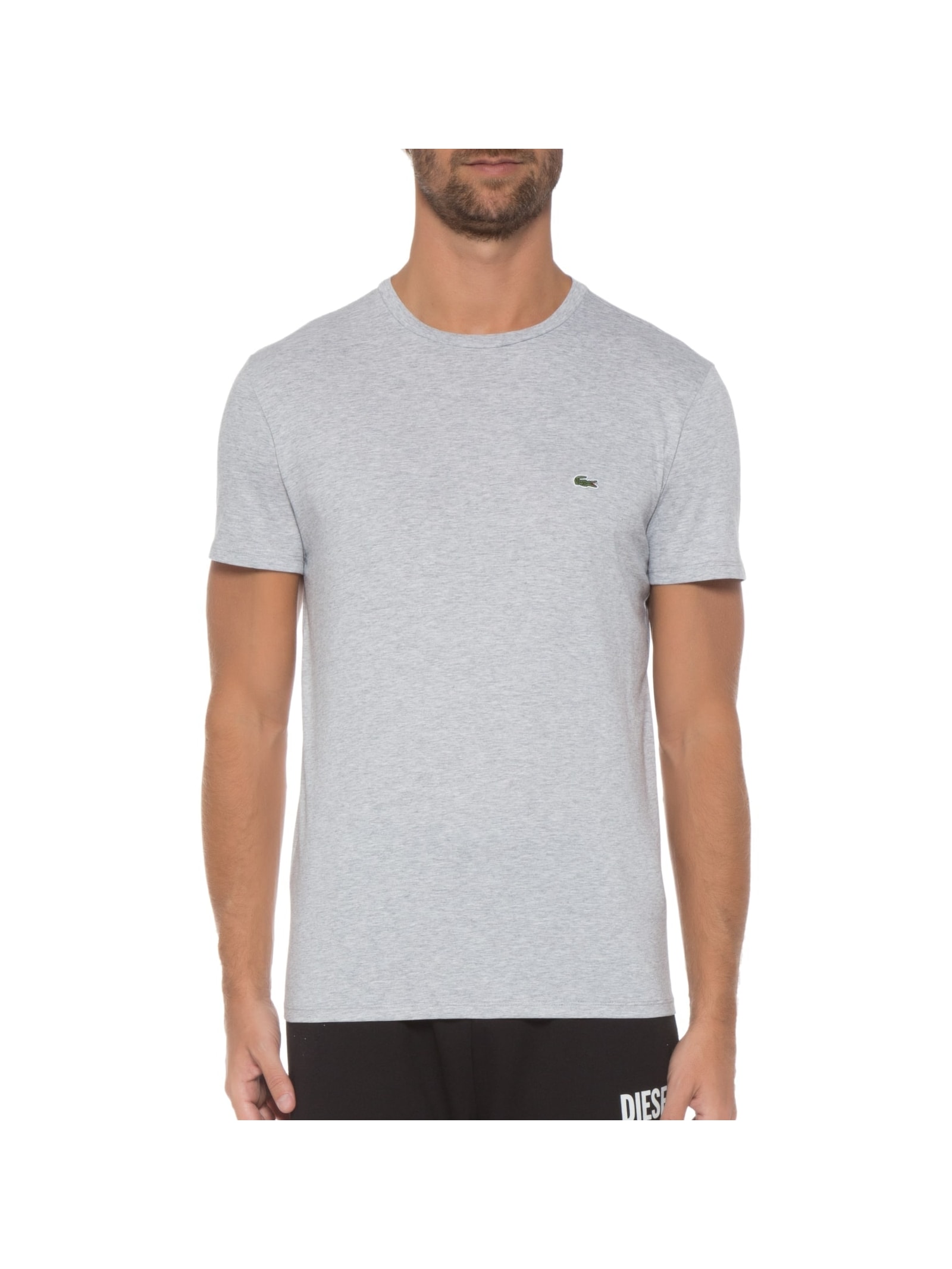Camiseta Masculina Regular Fit Em Algodão Pima Cinza Lacoste