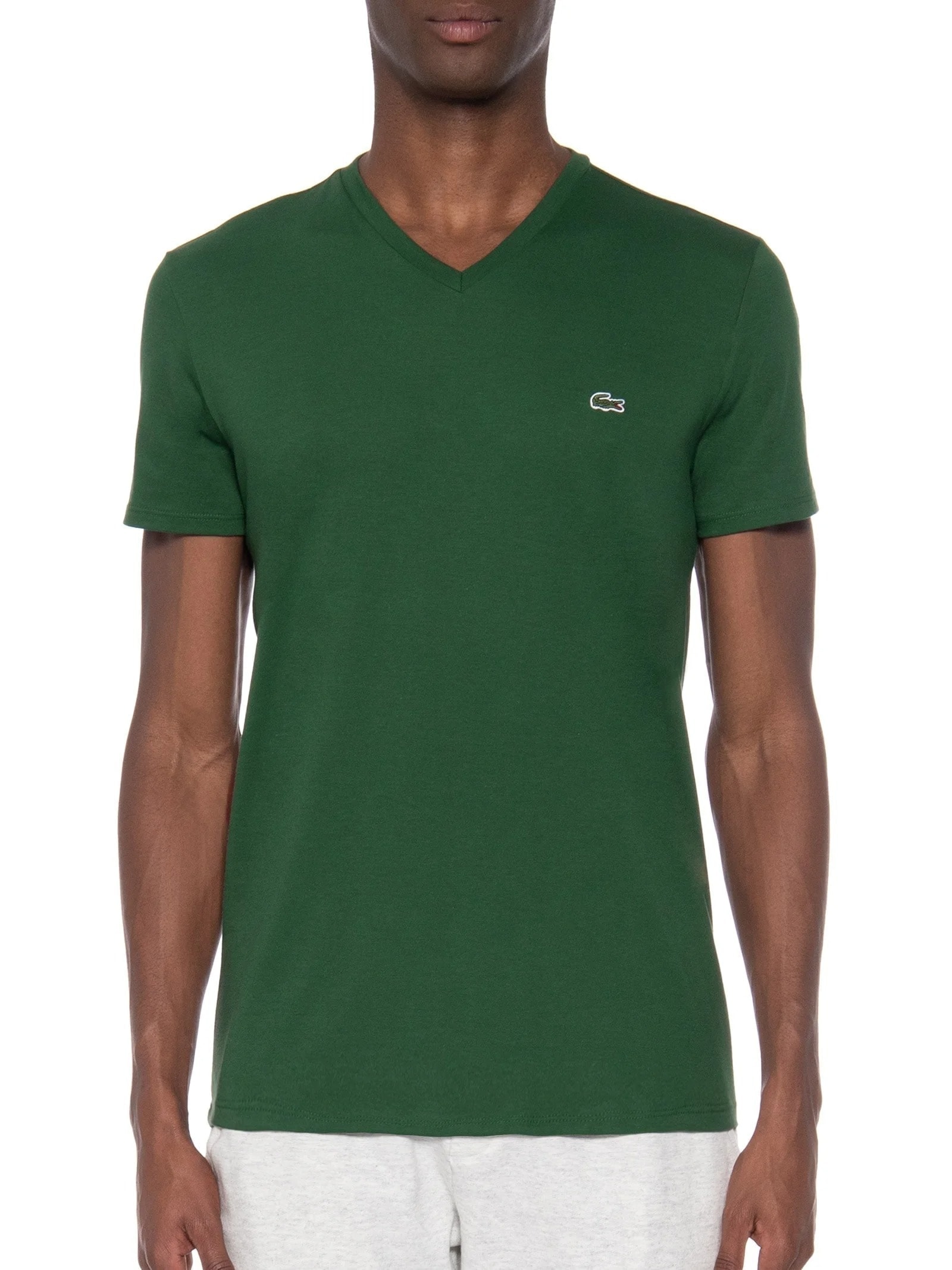 Camiseta Masculina Regular Fit Em Algodão Pima Verde Lacoste