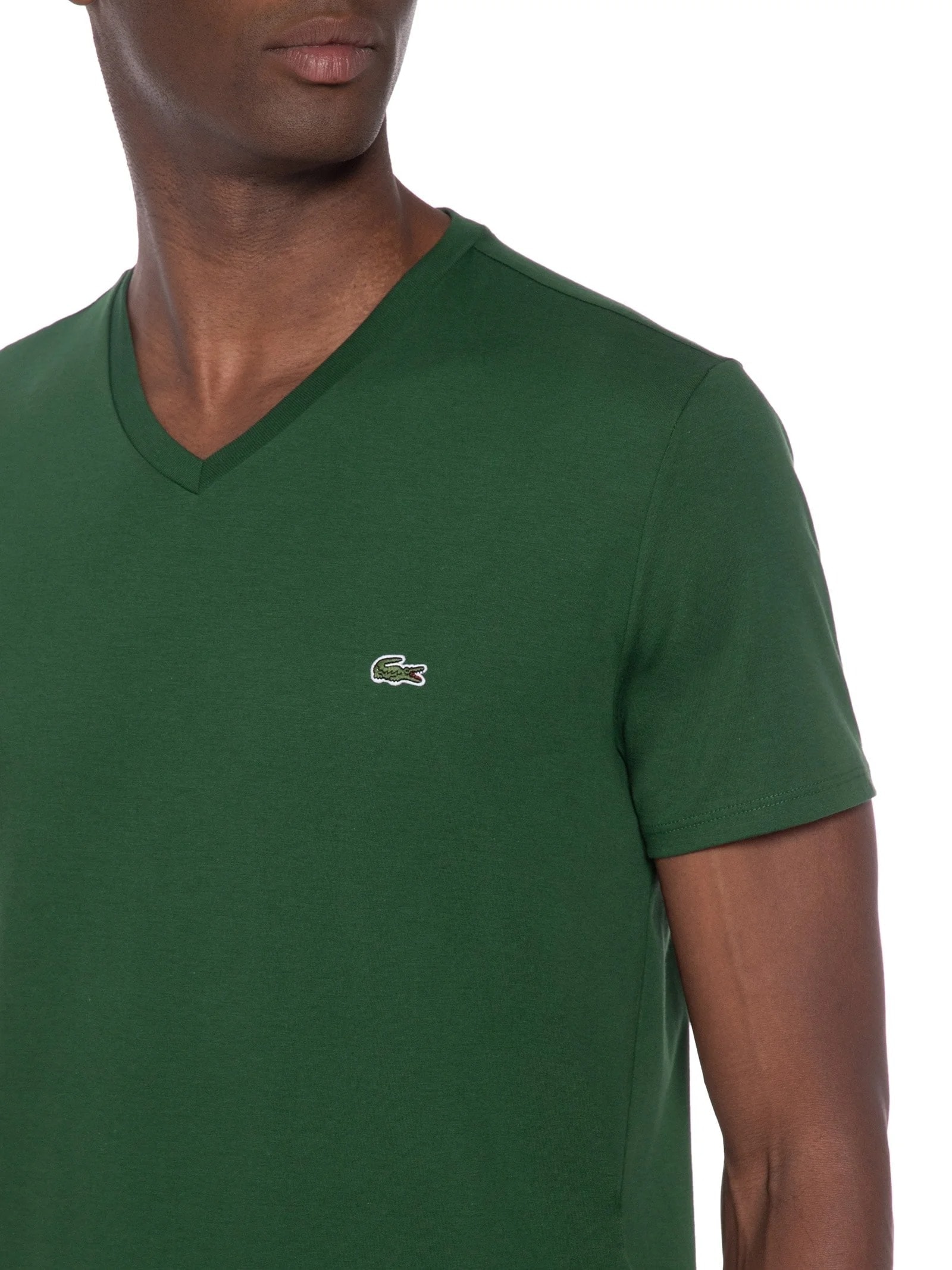 Camiseta Masculina Regular Fit Em Algodão Pima Verde Lacoste