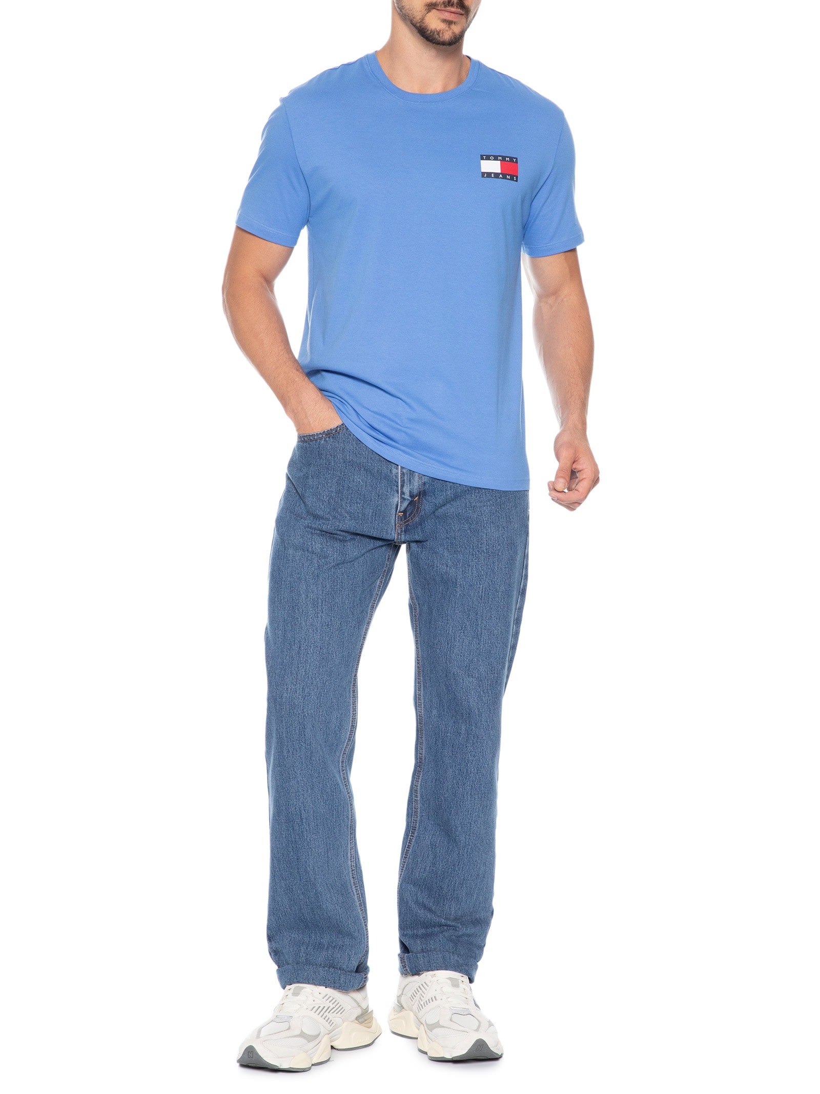 Camiseta Masculina Regular Fit Essential Flag Azul Tommy Jeans