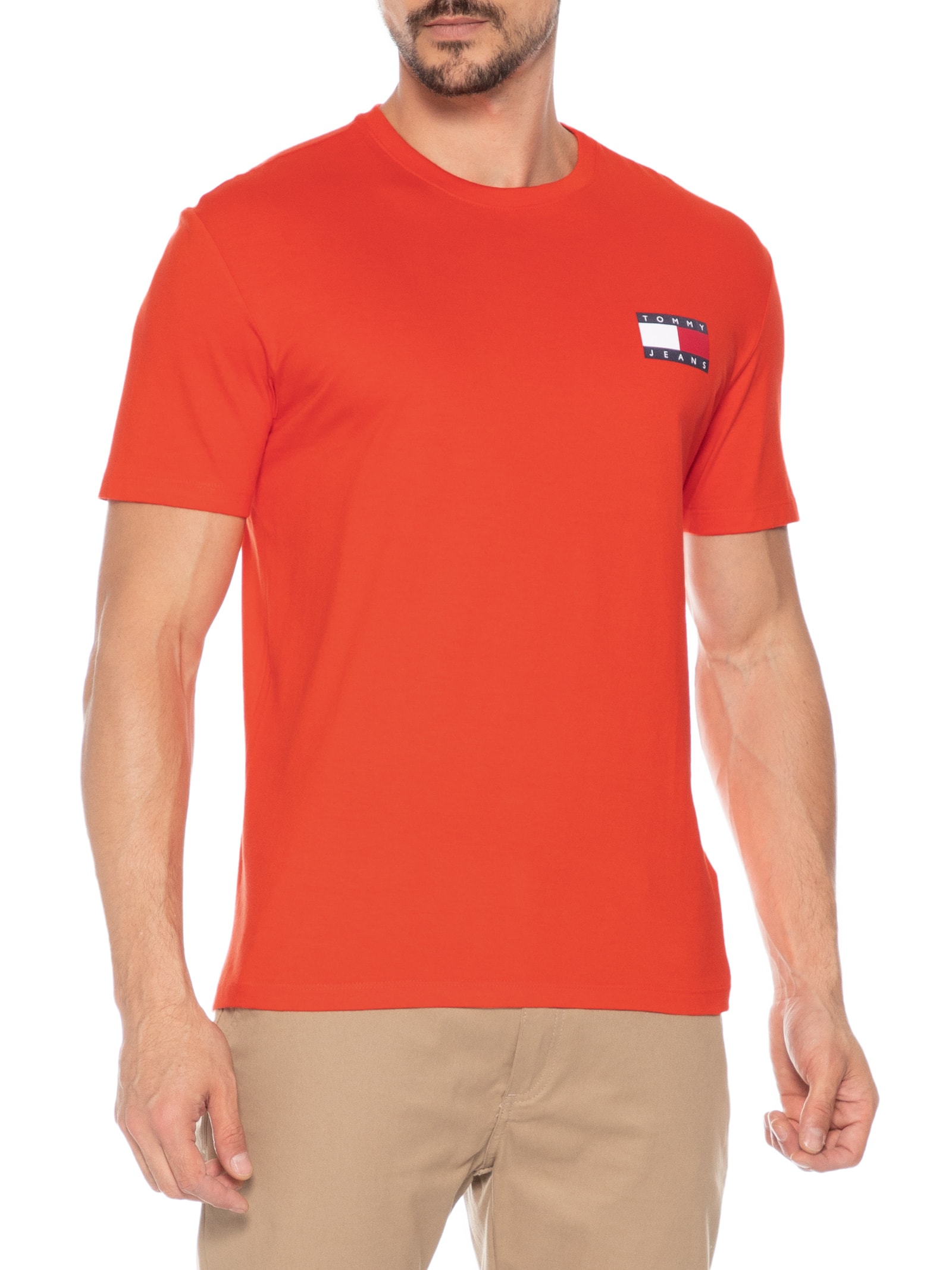 Camiseta Masculina Regular Fit Essential Flag Laranja Tommy Jeans