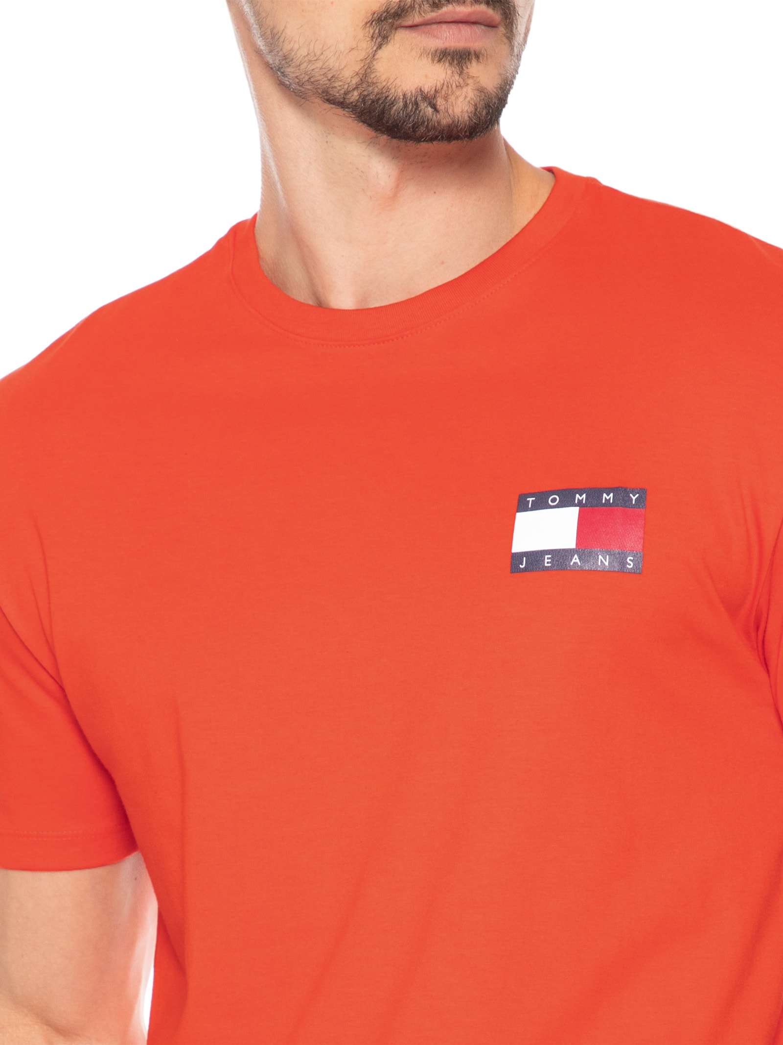 Camiseta Masculina Regular Fit Essential Flag Laranja Tommy Jeans
