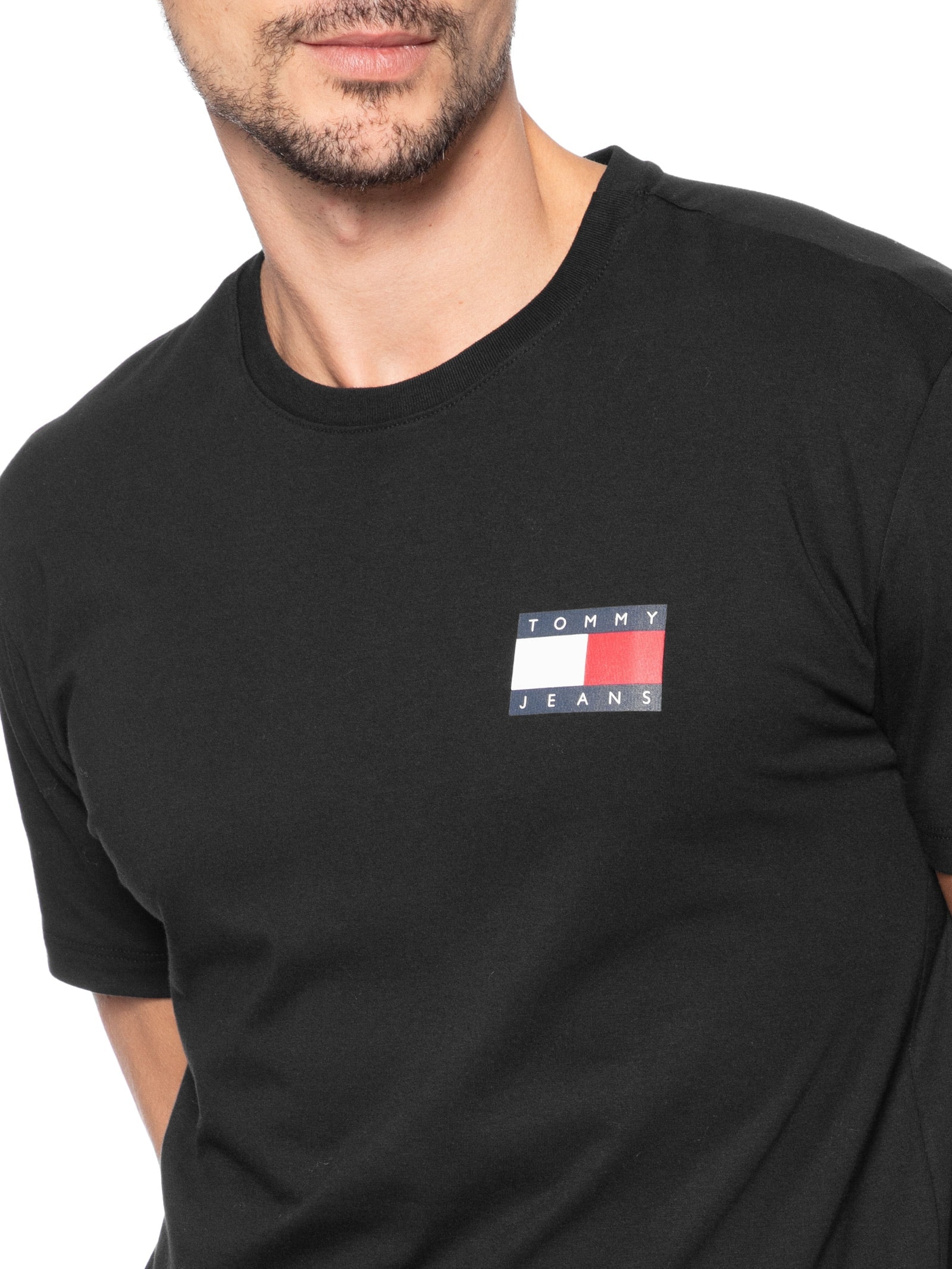 Camiseta Masculina Regular Fit Essential Flag Preto Tommy Jeans