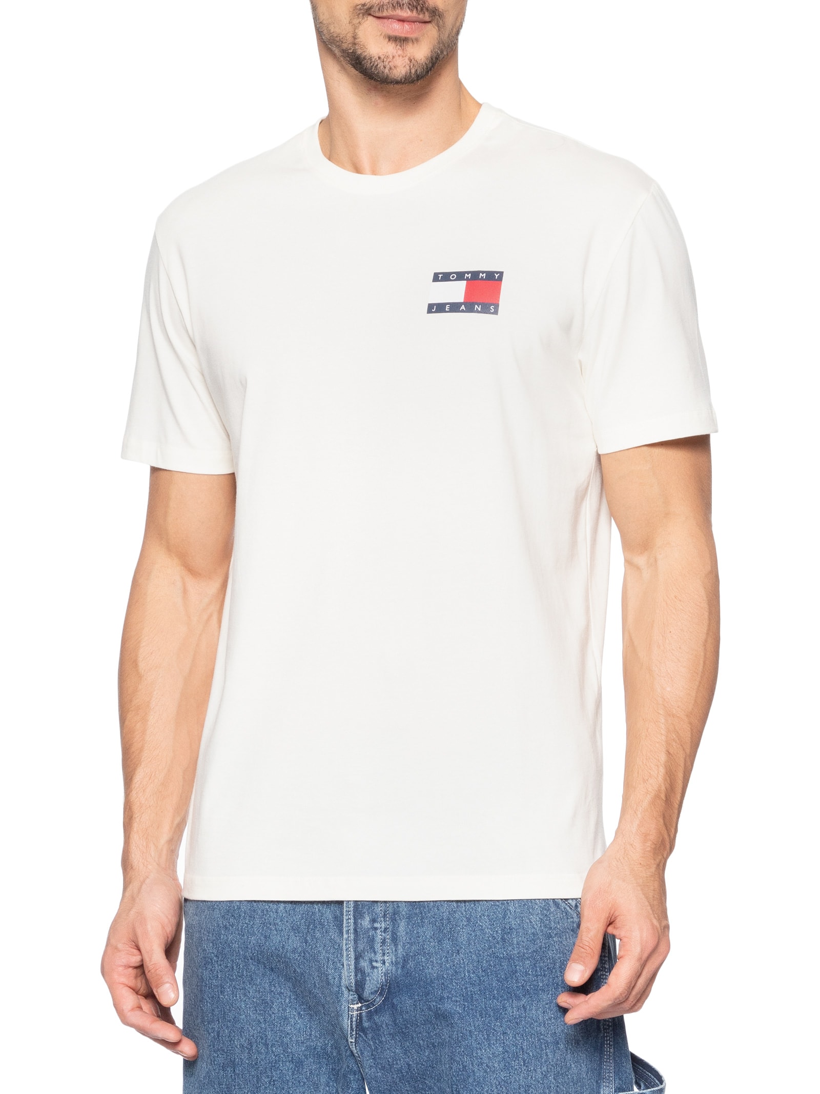 Camiseta Masculina Regular Fit Essential Flag – Branco Tommy Jeans