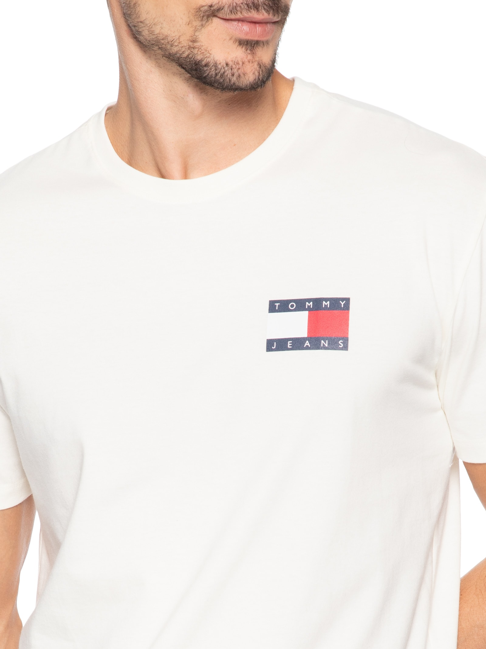 Camiseta Masculina Regular Fit Essential Flag – Branco Tommy Jeans