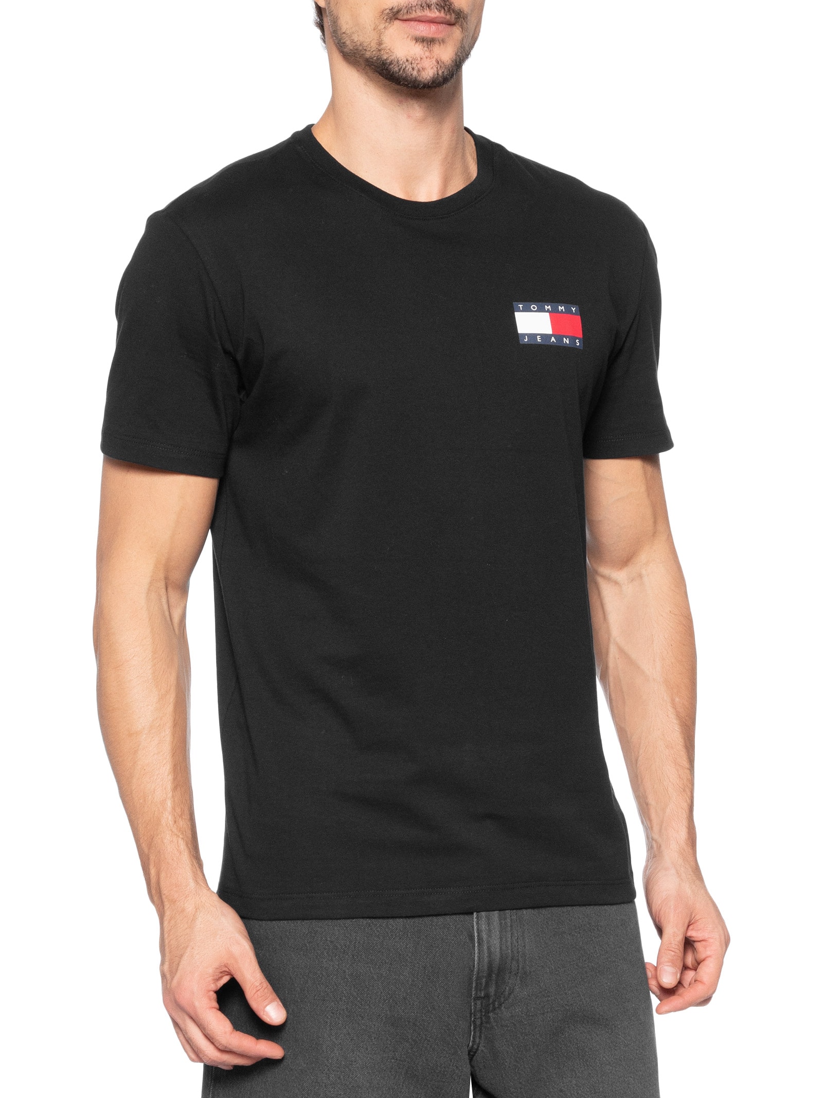 Camiseta Masculina Regular Fit Essential Flag – Preto Tommy Jeans