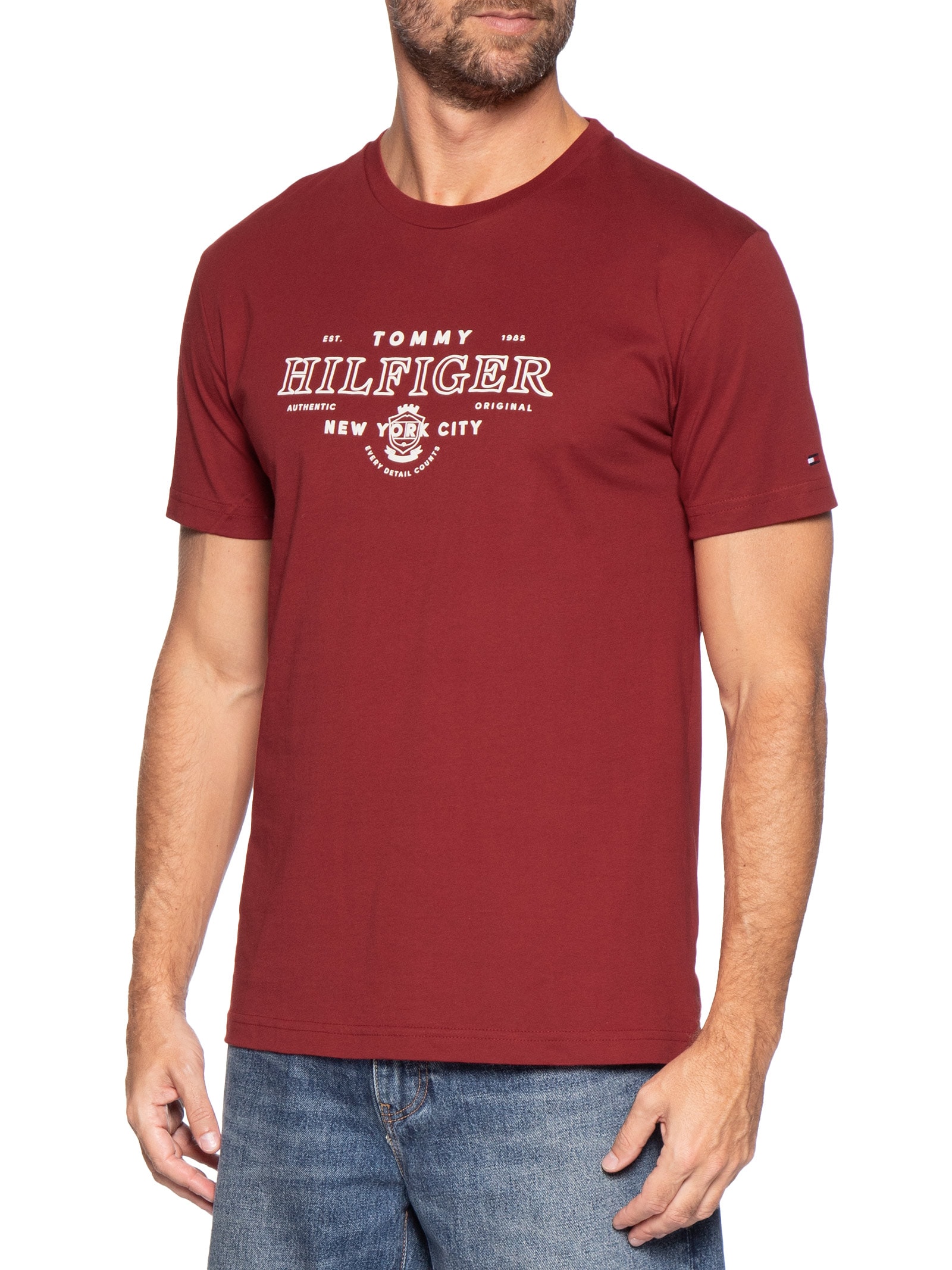 Camiseta Masculina Regular Fit Estampa Heritage Vermelho Tommy Hilfiger
