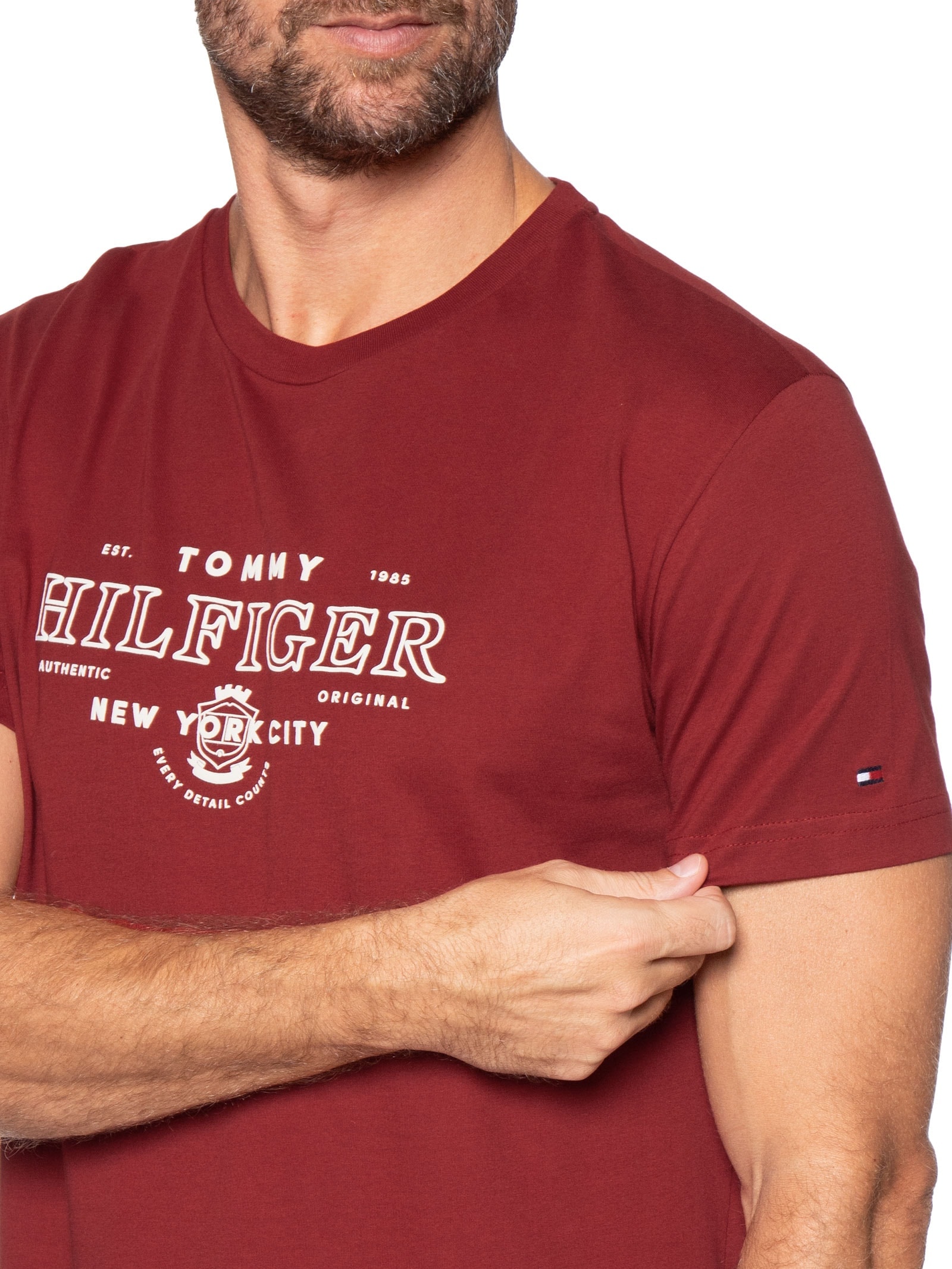 Camiseta Masculina Regular Fit Estampa Heritage Vermelho Tommy Hilfiger