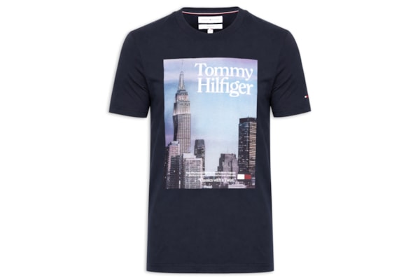 Camiseta Masculina Regular Fit Estampa NY Landscape Photo - Azul