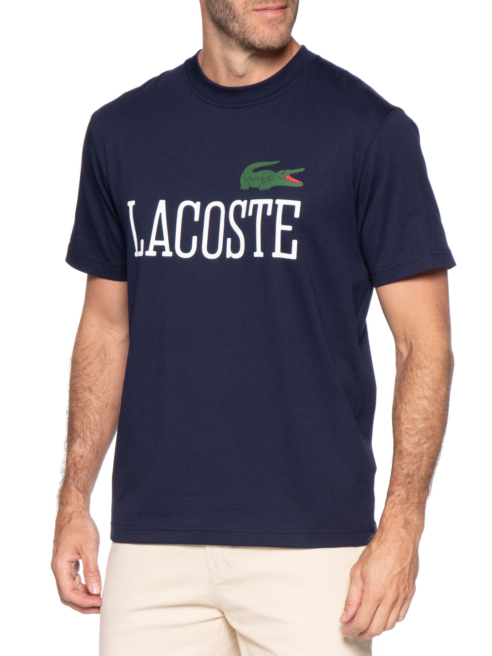 Camiseta Masculina Regular Fit Estampada Azul Lacoste