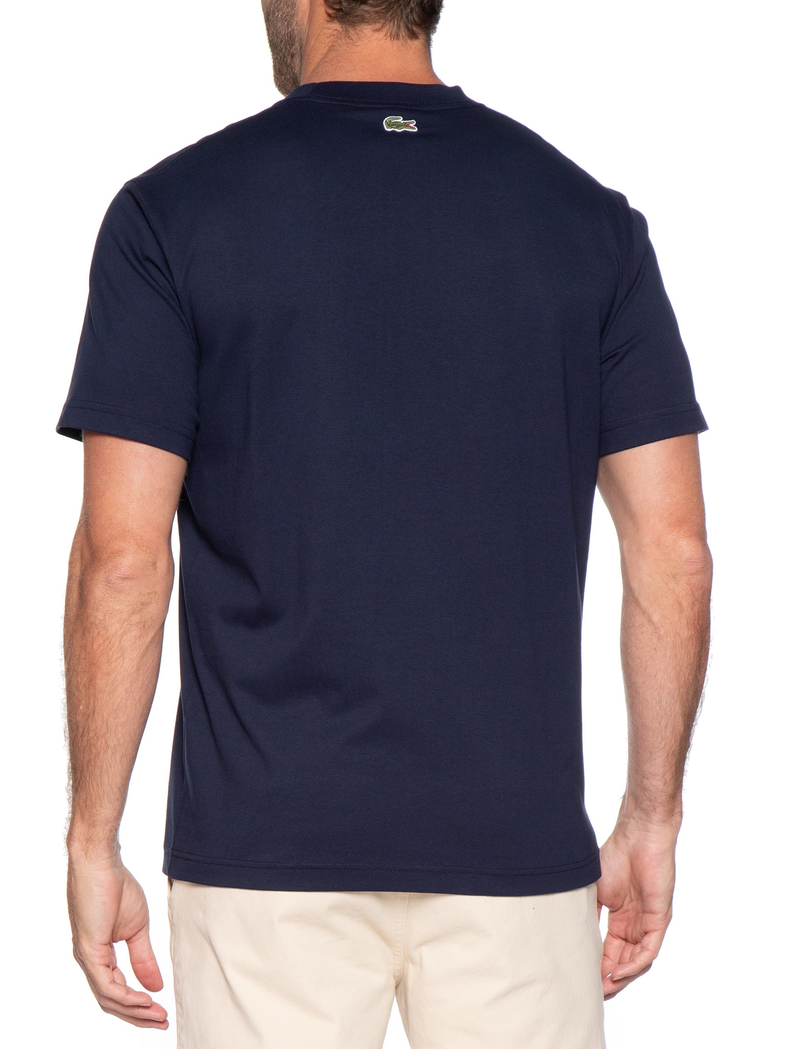 Camiseta Masculina Regular Fit Estampada Azul Lacoste