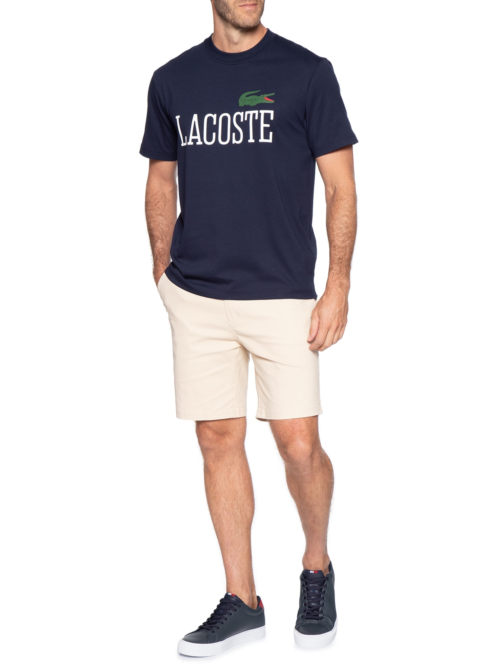 Camiseta Masculina Regular Fit Estampada Azul Lacoste