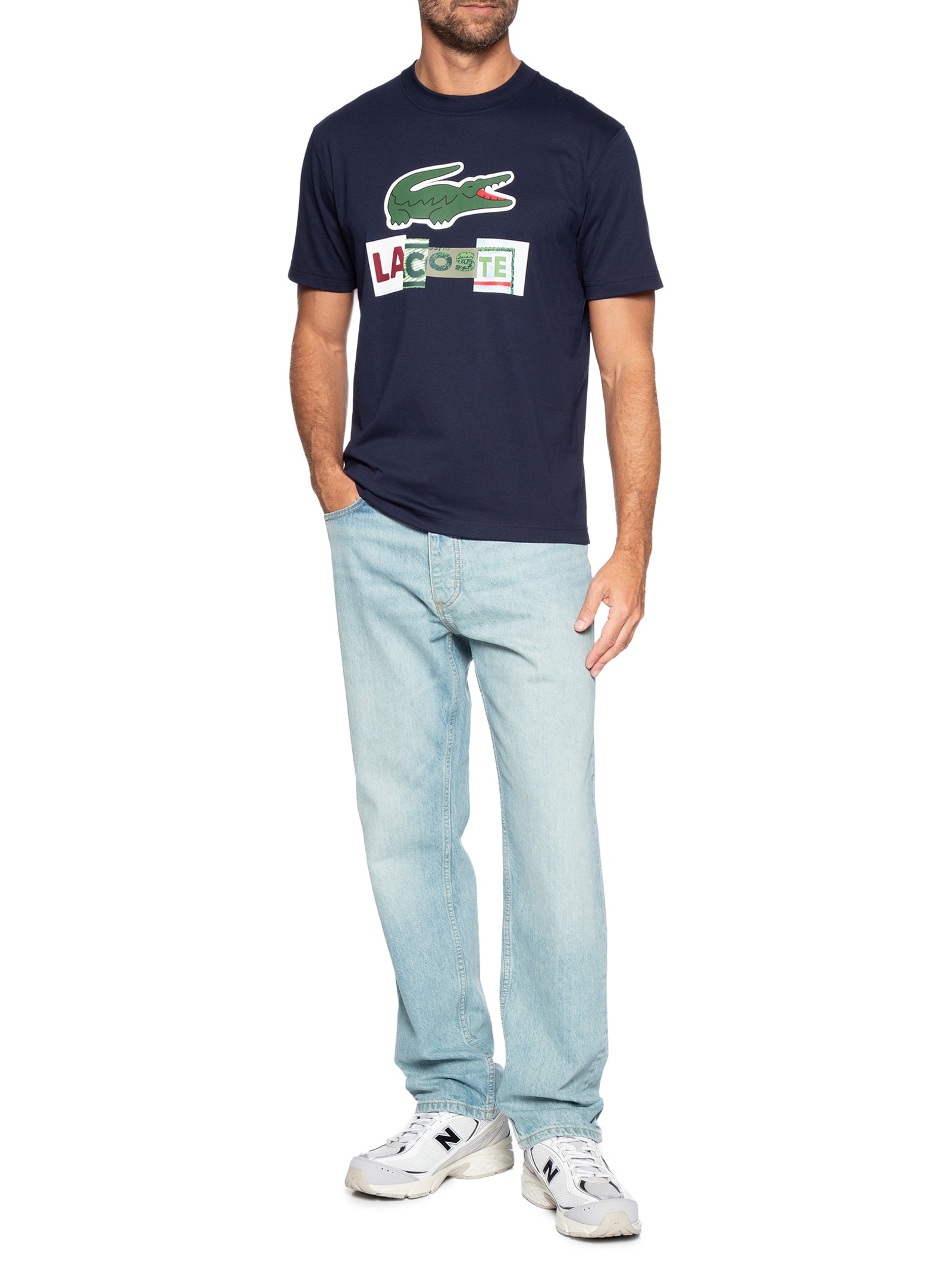 Camiseta Masculina Regular Fit Estampada Azul Lacoste