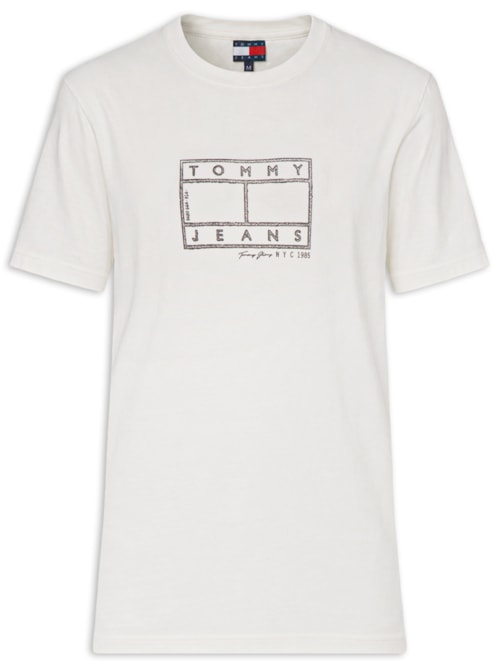Camiseta Masculina Regular Fit Estampada Center Flag – Branco