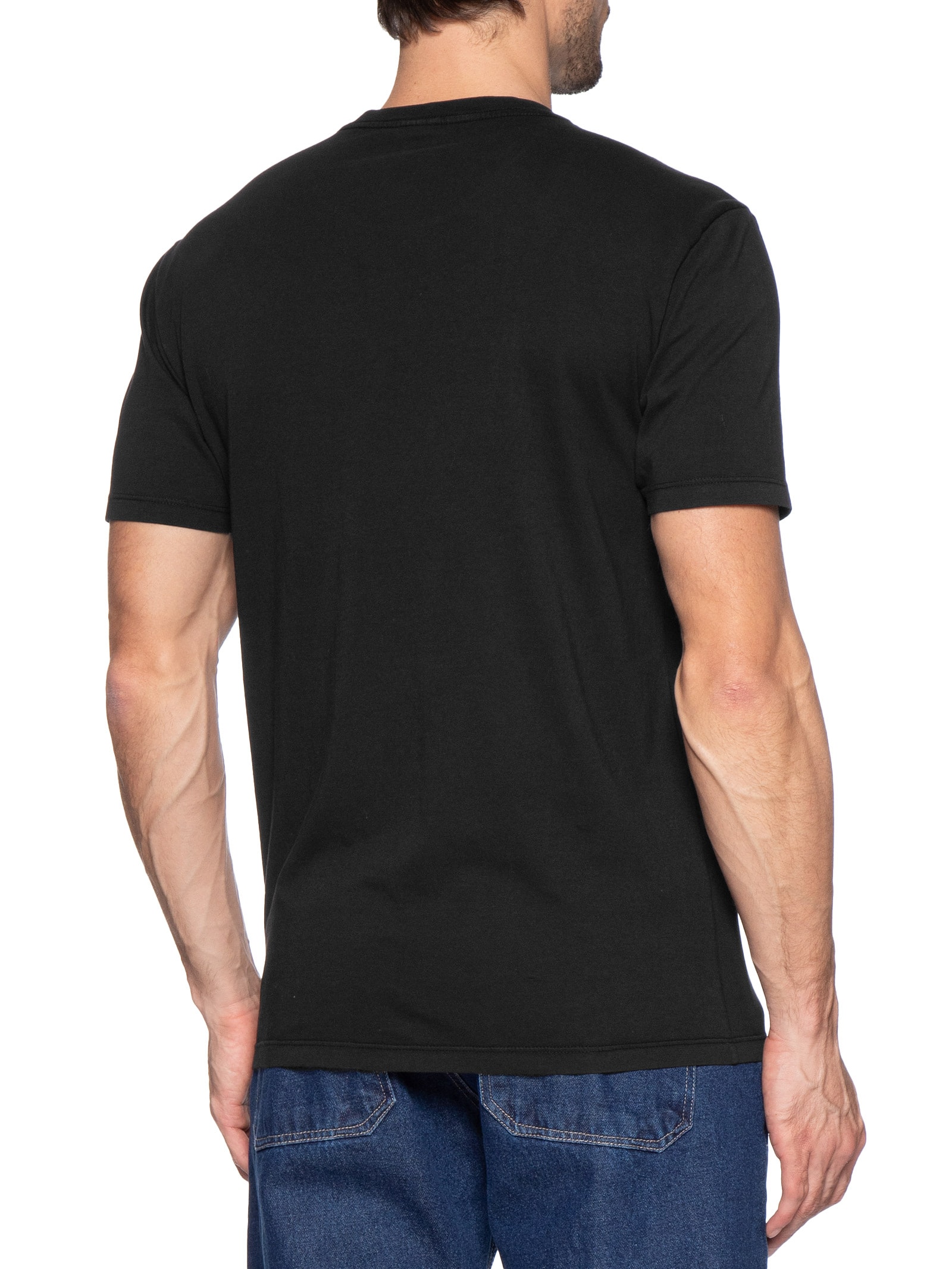 Camiseta Masculina Regular Fit Estampada Center Flag Preto Tommy Jeans