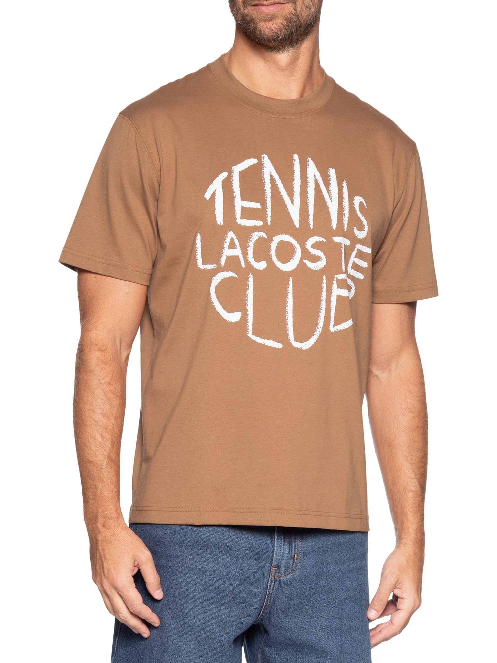 Camiseta Masculina Regular Fit Estampada Marrom Lacoste