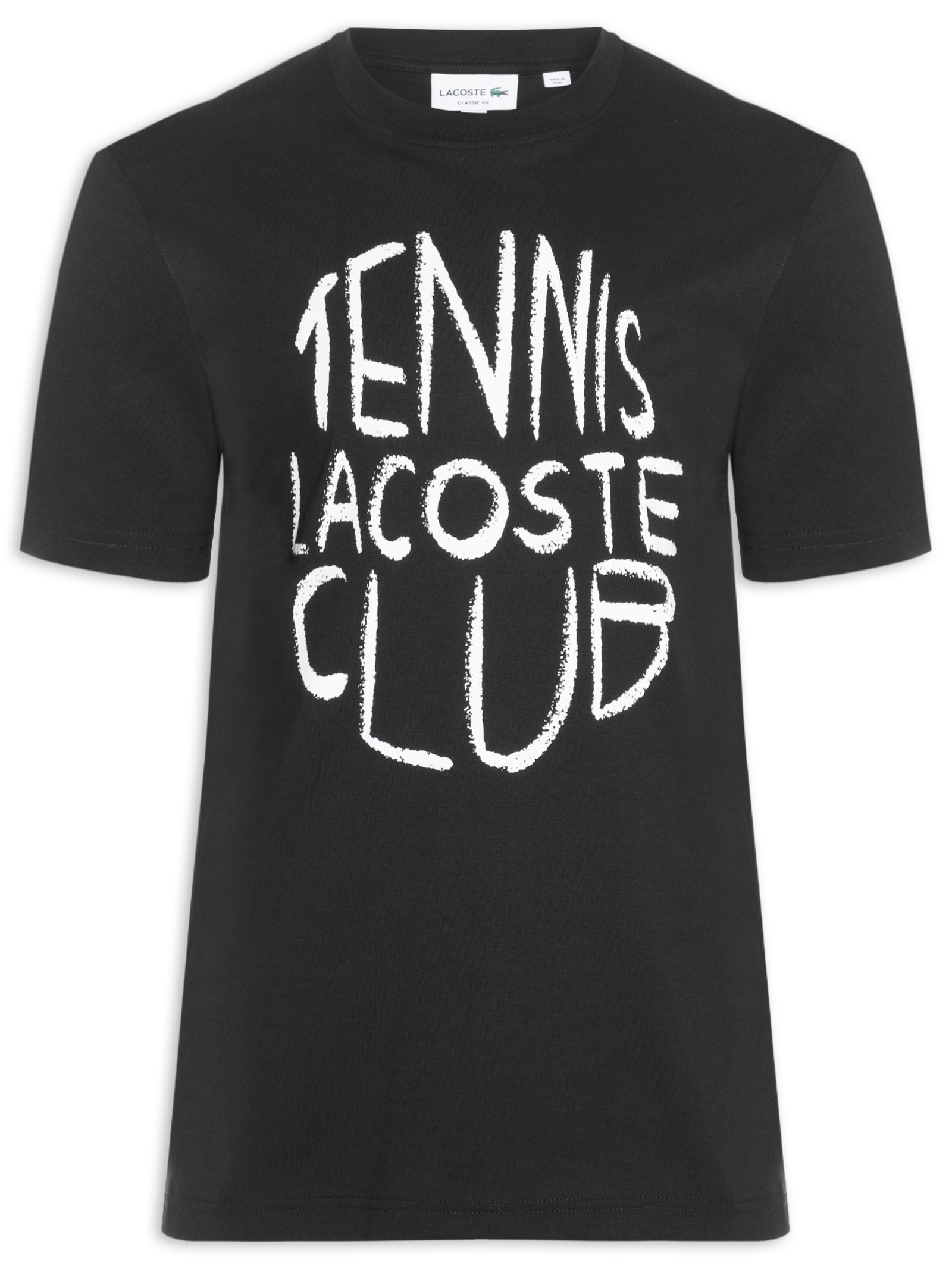 Camiseta Masculina Regular Fit Estampada Preto Lacoste