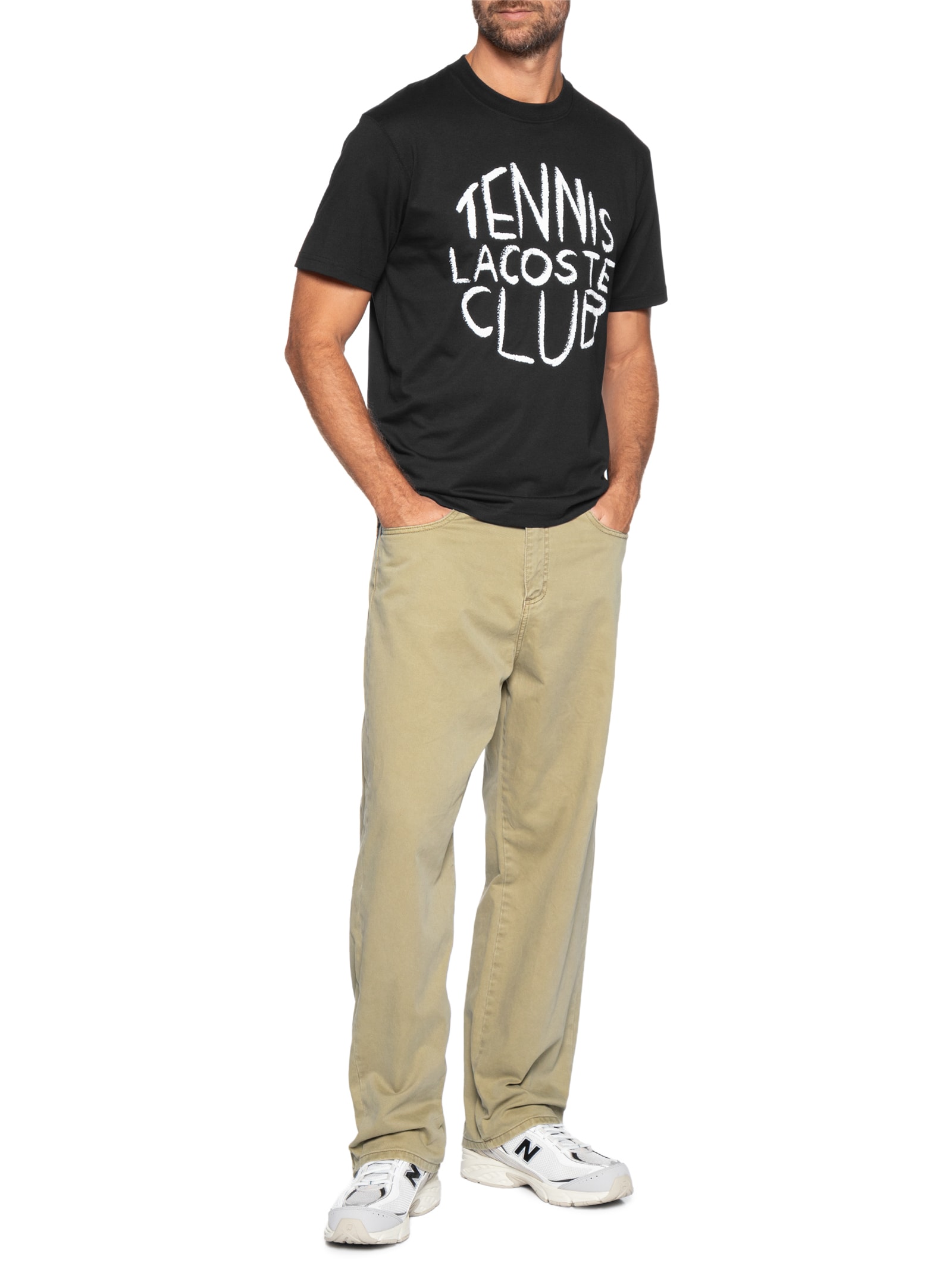 Camiseta Masculina Regular Fit Estampada Preto Lacoste