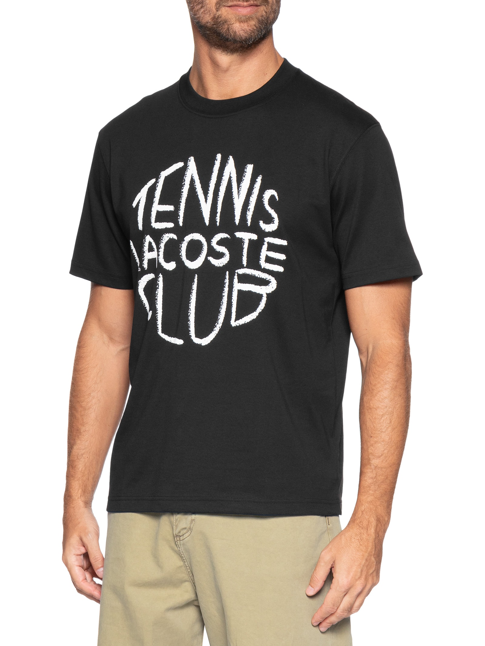 Camiseta Masculina Regular Fit Estampada Preto Lacoste