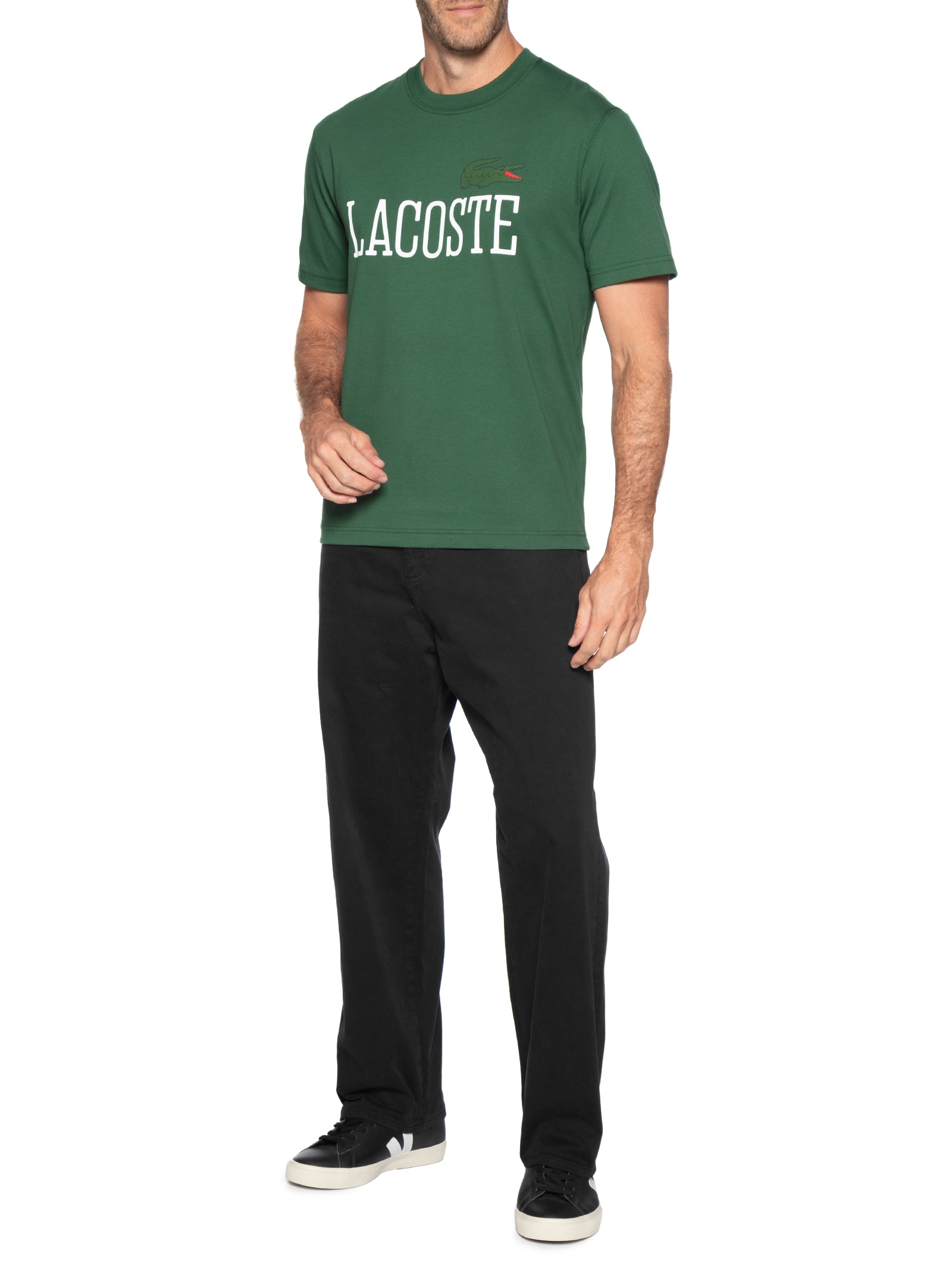 Camiseta Masculina Regular Fit Estampada Verde Lacoste