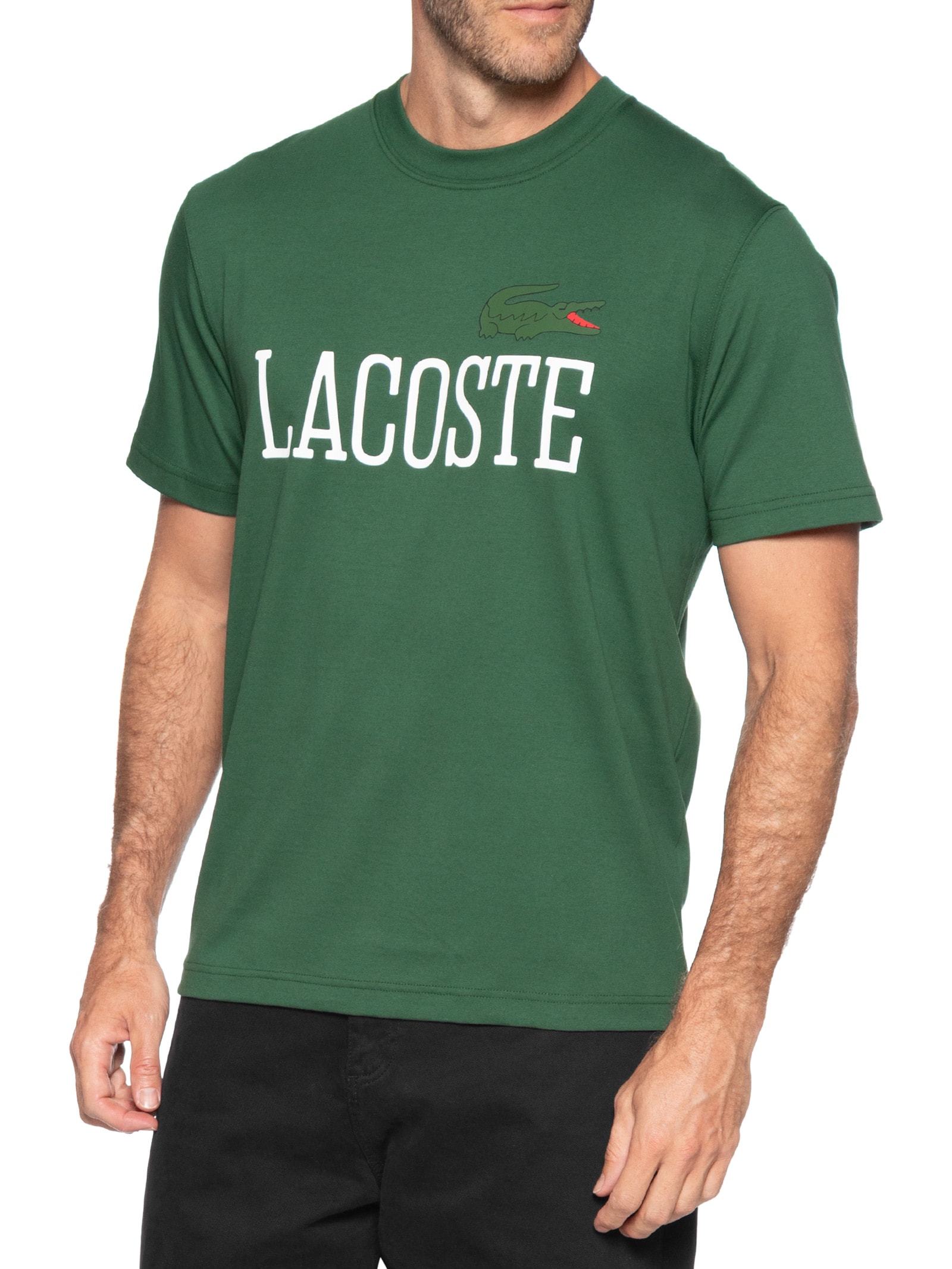 Camiseta Masculina Regular Fit Estampada Verde Lacoste