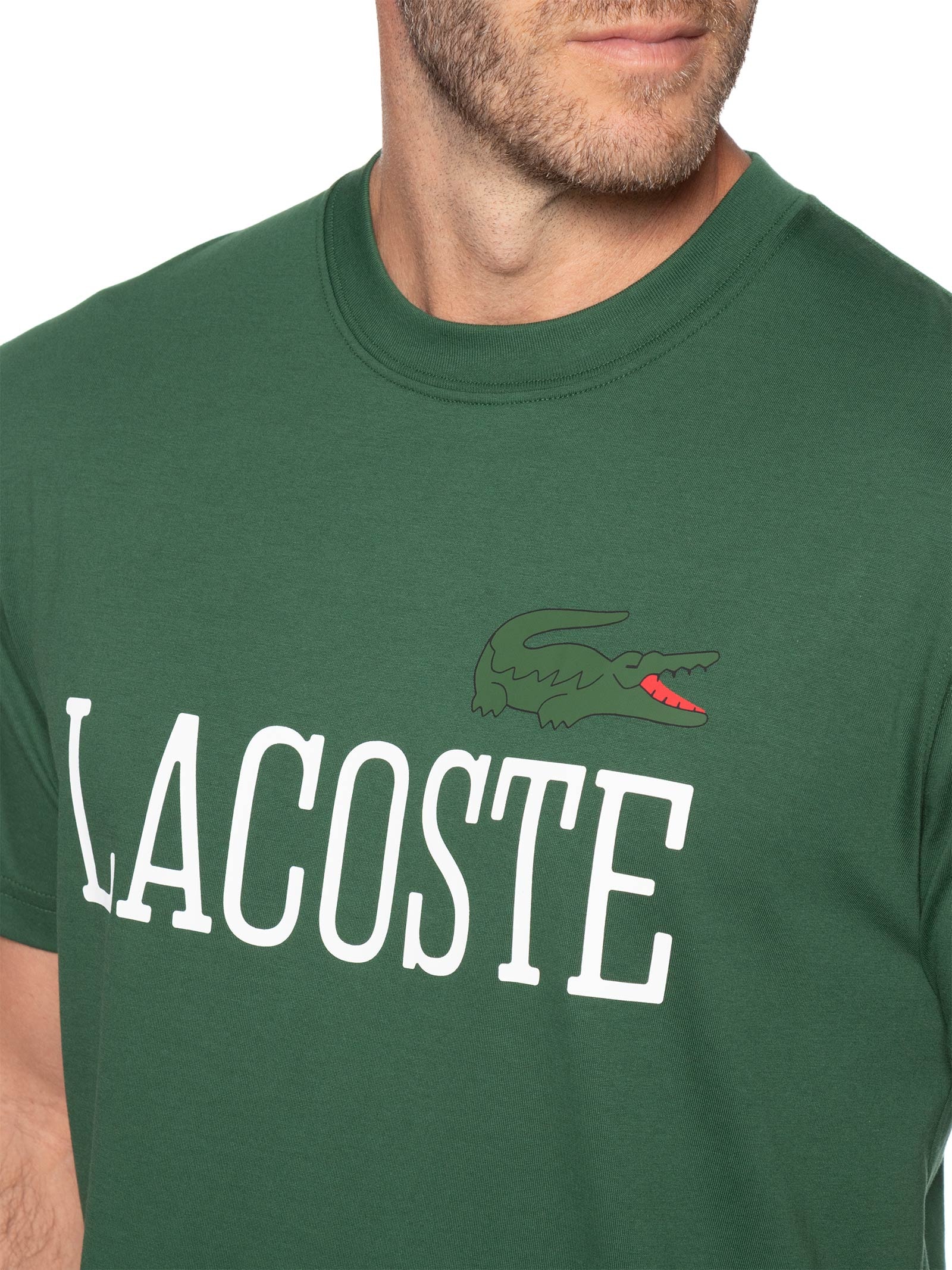 Camiseta Masculina Regular Fit Estampada Verde Lacoste