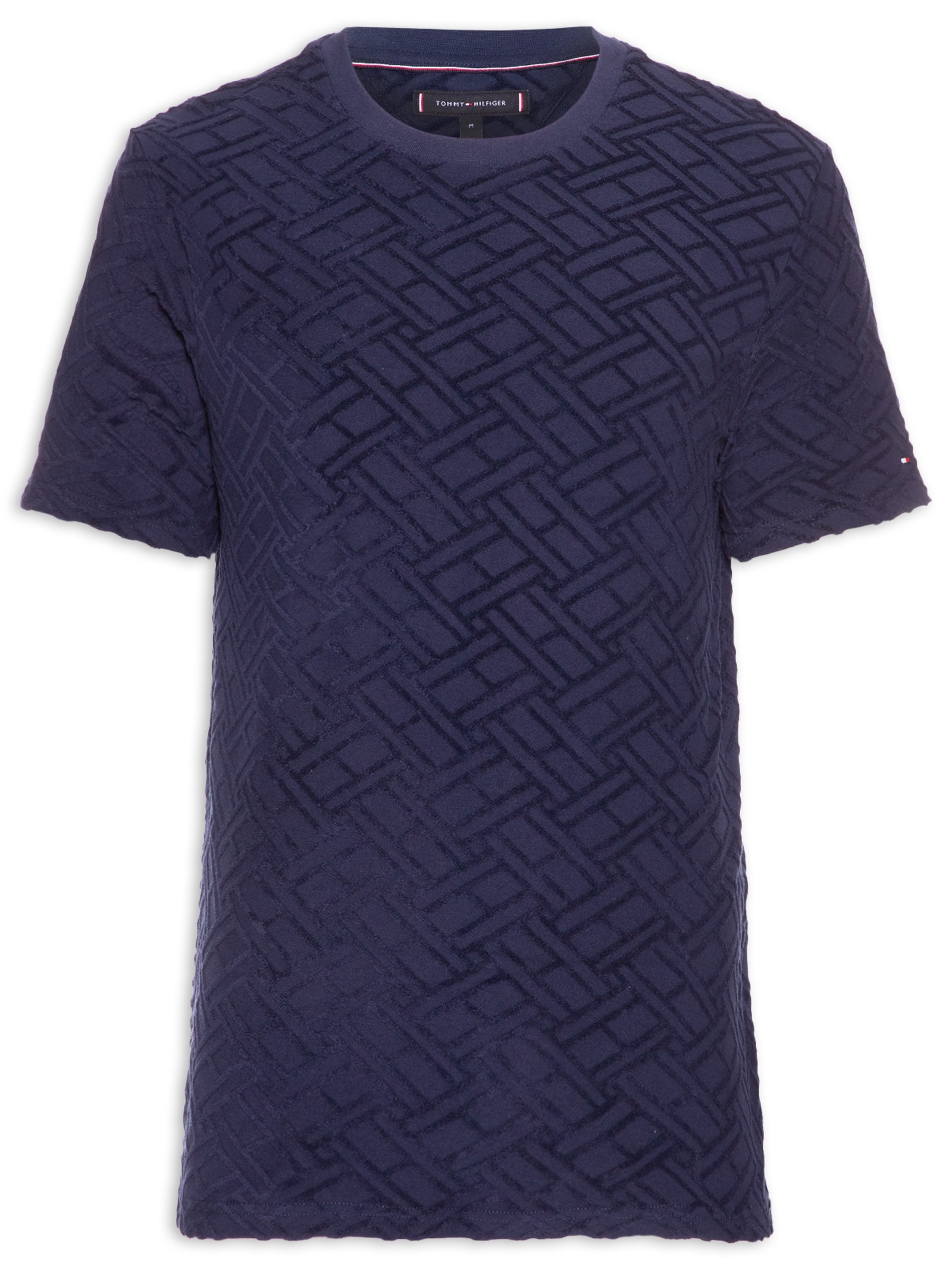 Camiseta Masculina Regular Fit Flag Jacquard Azul Tommy Hilfiger