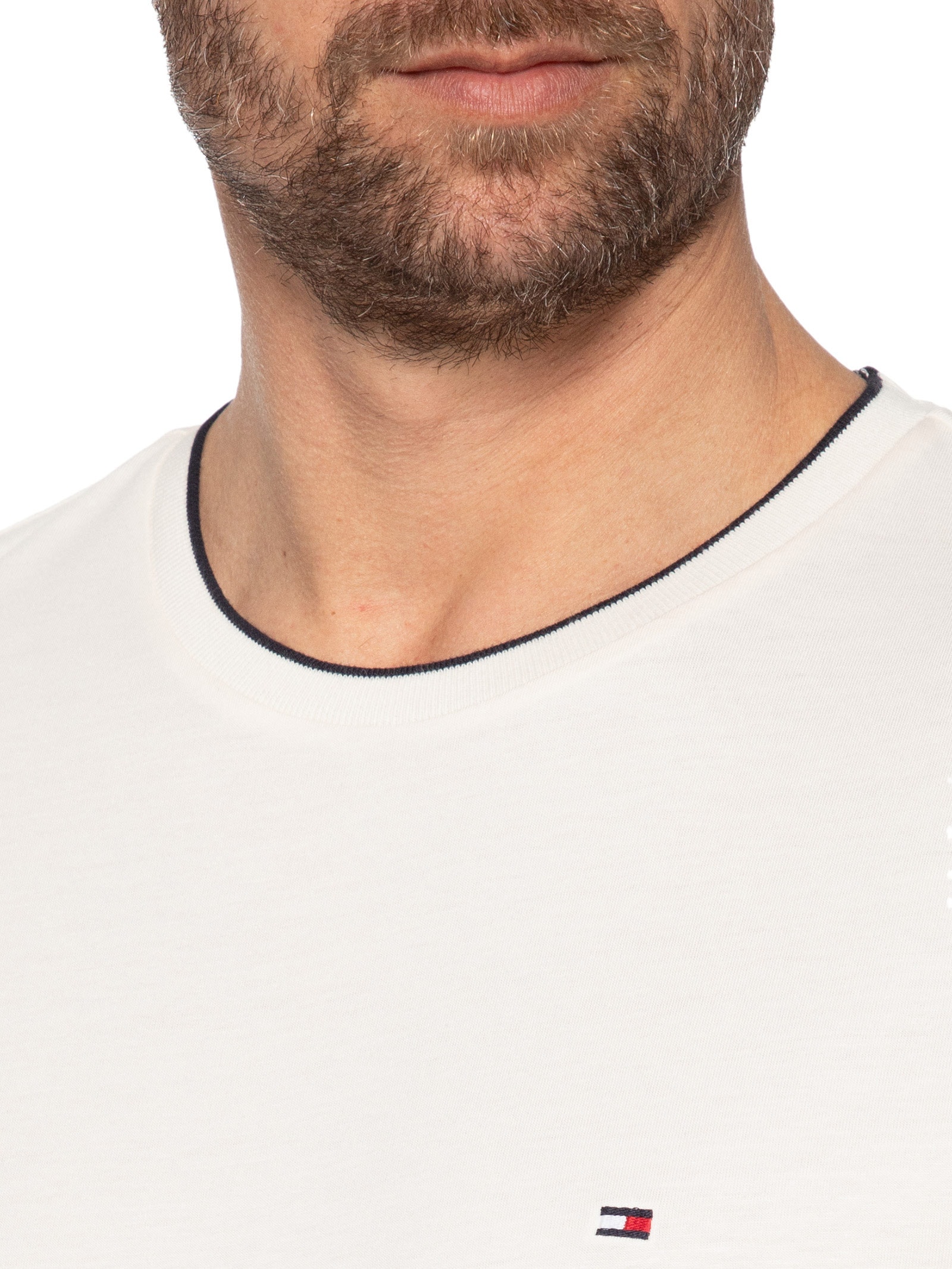 Camiseta Masculina Regular Fit Friso Gol Off White Tommy Hilfiger
