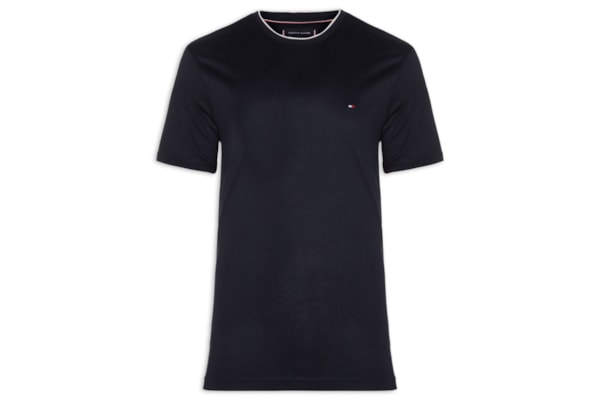 Camiseta Masculina Regular Fit Friso Gola Em Modal Sustentável - Azul