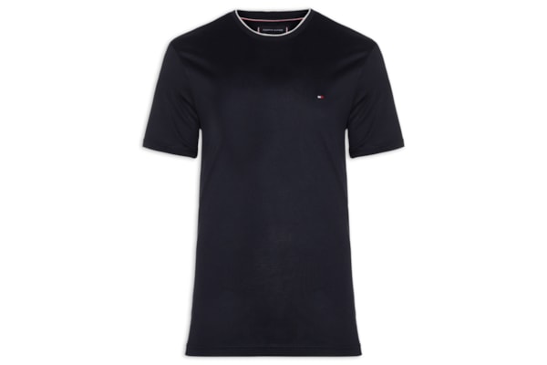 Camiseta Masculina Regular Fit Friso Gola Em Modal Sustentável - Azul