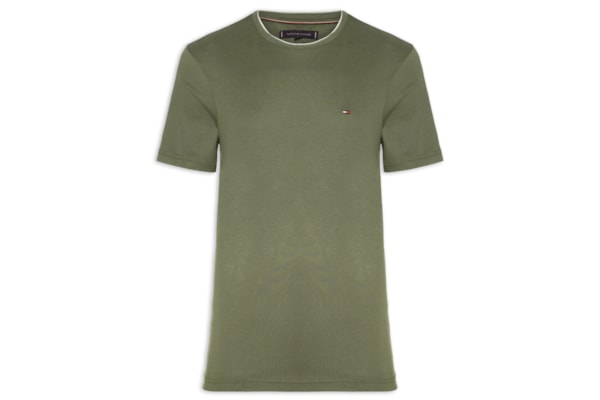 Camiseta Masculina Regular Fit Friso Gola Em Modal Sustentável - Verde