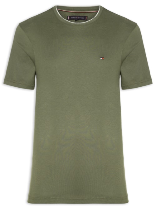 Camiseta Masculina Regular Fit Friso Gola Em Modal Sustentável – Verde