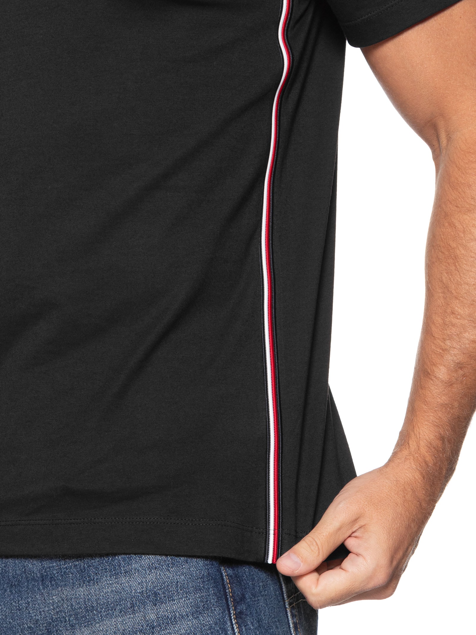 Camiseta Masculina Regular Fit Global Stripe Preto Tommy Hilfiger