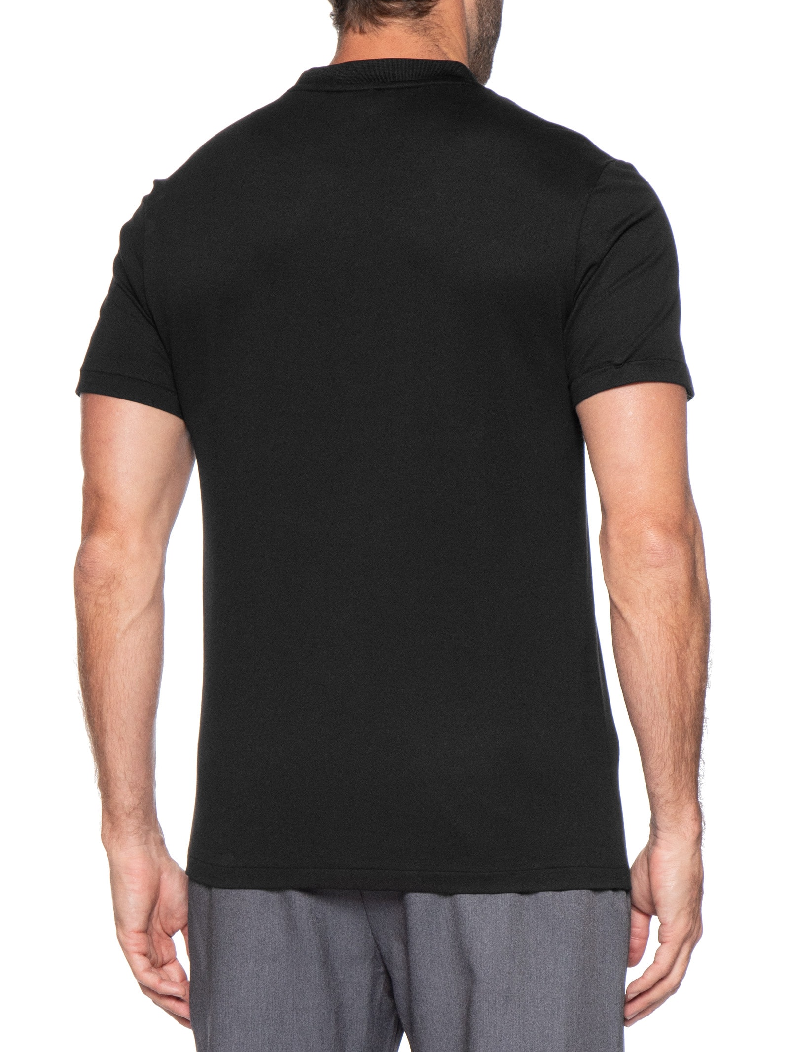 Camiseta Masculina Regular Fit Gola Jacquard Ultra Light Piquet Preto Lacoste