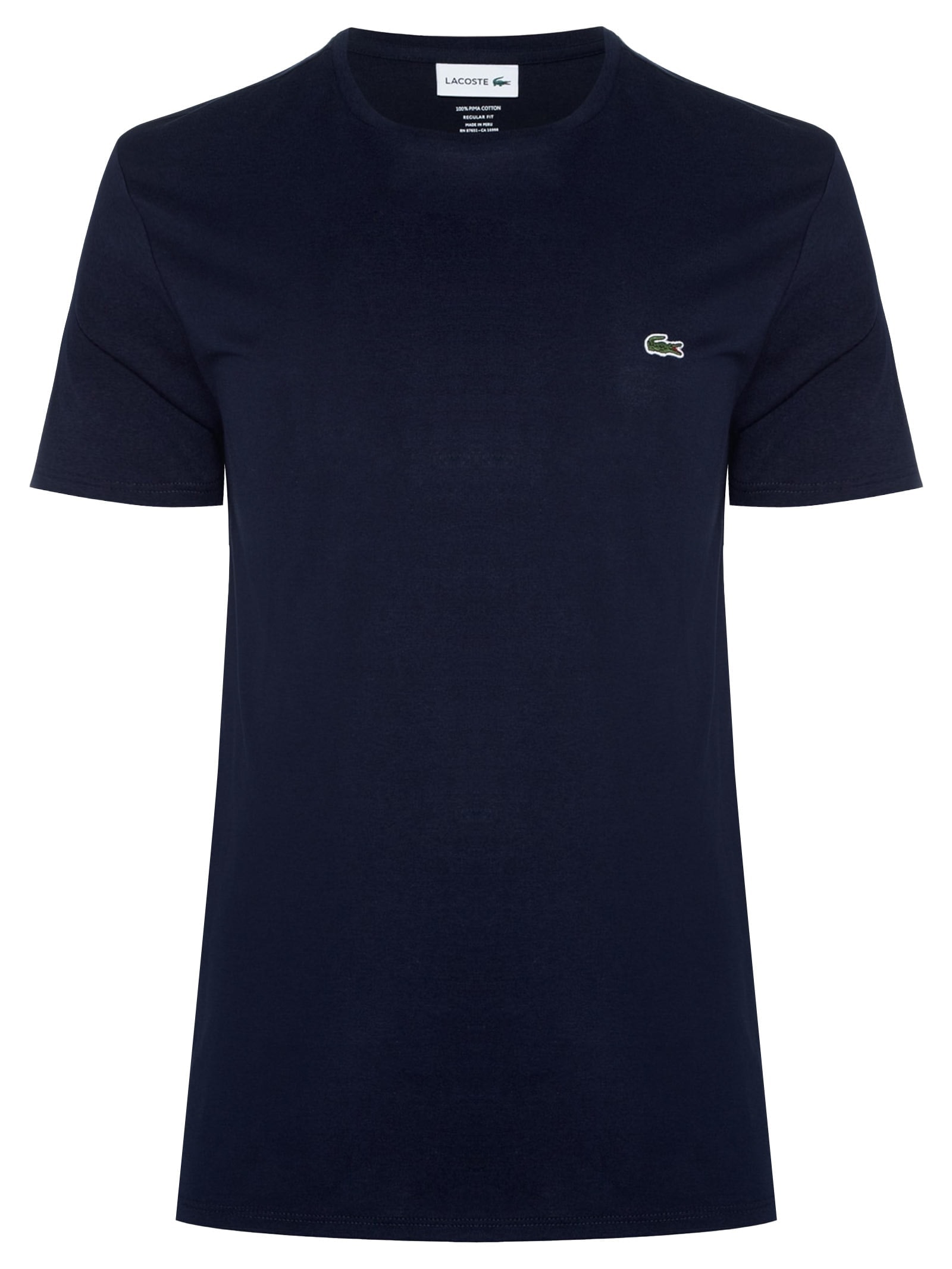 Camiseta Masculina Regular Fit Gola Redonda Em Algodão Pima Azul Lacoste