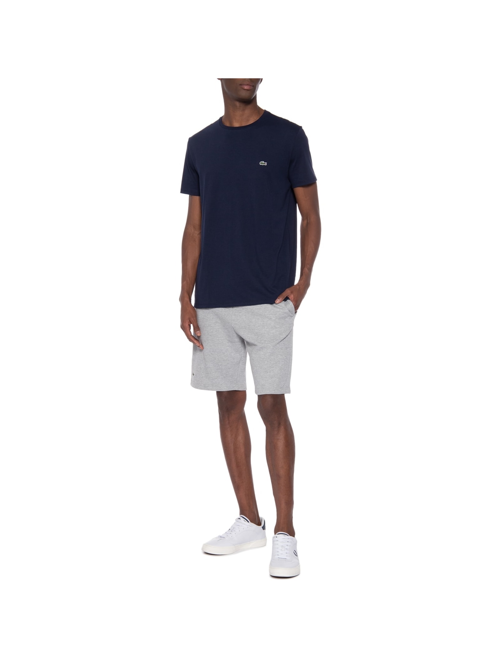 Camiseta Masculina Regular Fit Gola Redonda Em Algodão Pima Azul Lacoste