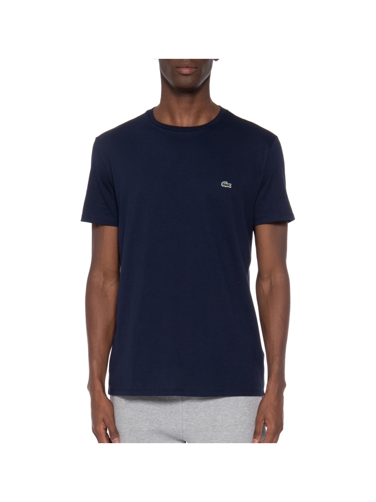 Camiseta Masculina Regular Fit Gola Redonda Em Algodão Pima Azul Lacoste