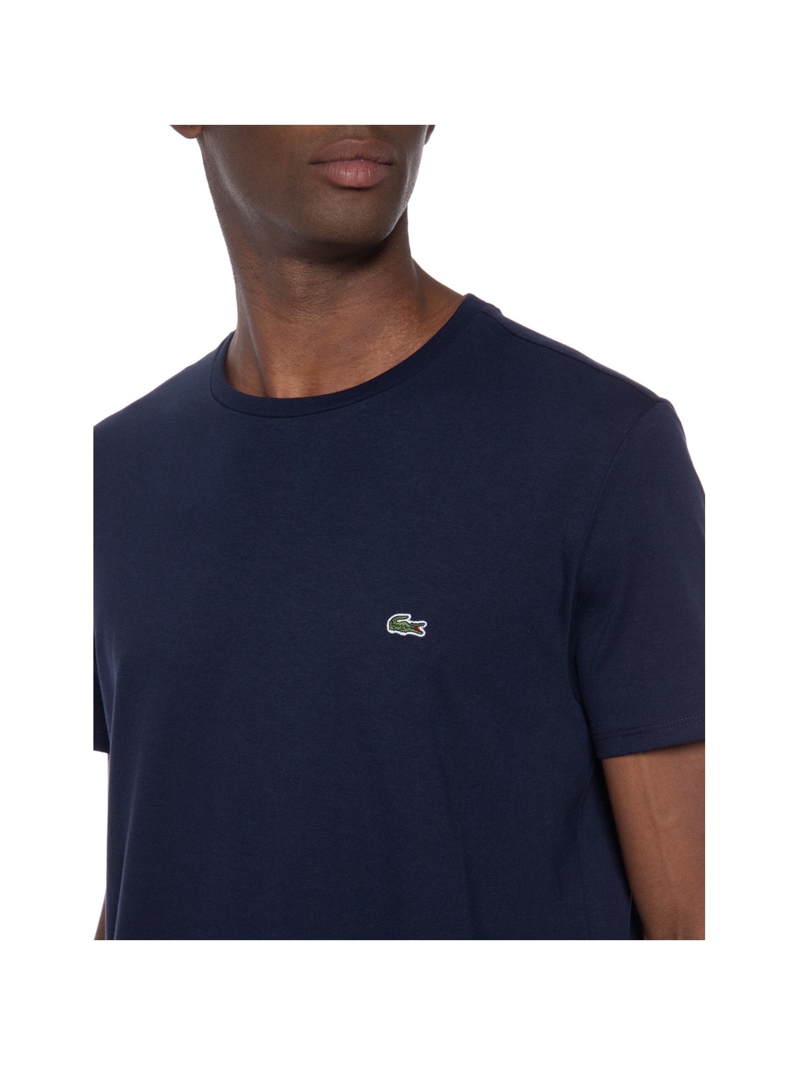 Camiseta Masculina Regular Fit Gola Redonda Em Algodão Pima Azul Lacoste